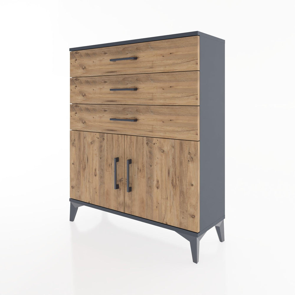 Woodntry Modüler Şifonyer Antrasit 88x30x94 cm Kapaklı ve Çekmeceli KC8-2