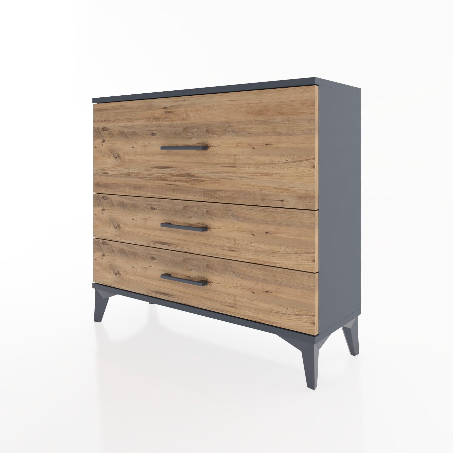 Woodntry Modüler Şifonyer Üç Çekmeceli V4 88x30x68 cm Antrasit - Woodntry