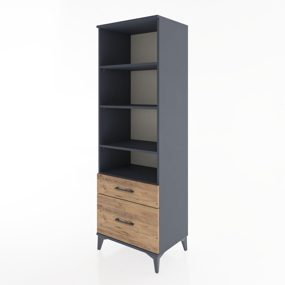 Woodntry Modüler Dolap Antrasit 60x44x170 cm Çekmeceli ve Raflı CR43-2