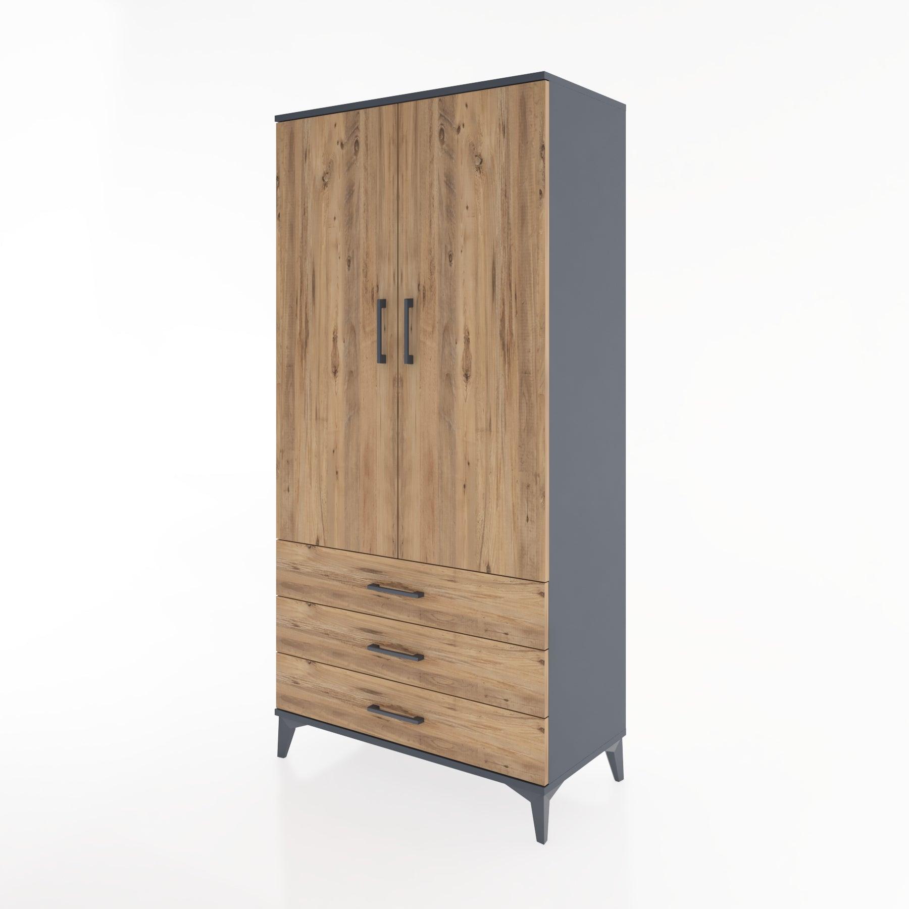 Woodntry Modular Cabinet Anthracite 88x44x170 cm with Doors and Drawers KC6-2