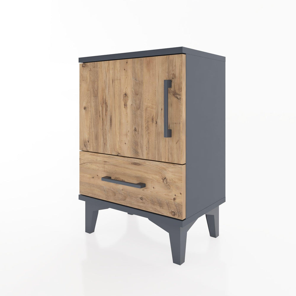 Woodntry Modüler Komodin Kapak ve Çekmeceli 44x30x52 cm Antrasit - Woodntry