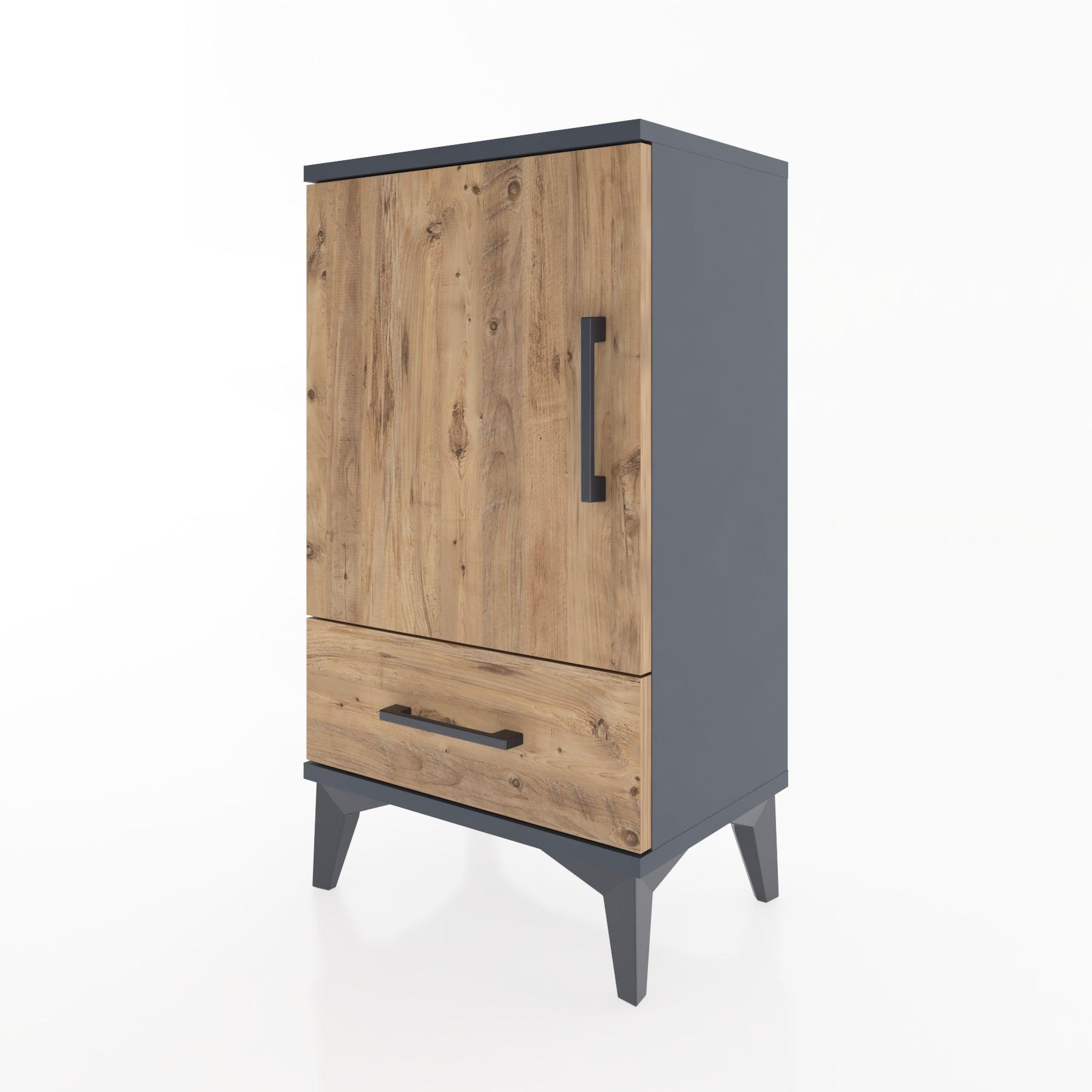 Woodntry Modüler Komodin Çekmece ve Kapaklı V3 44x30x68 cm Antrasit - Woodntry