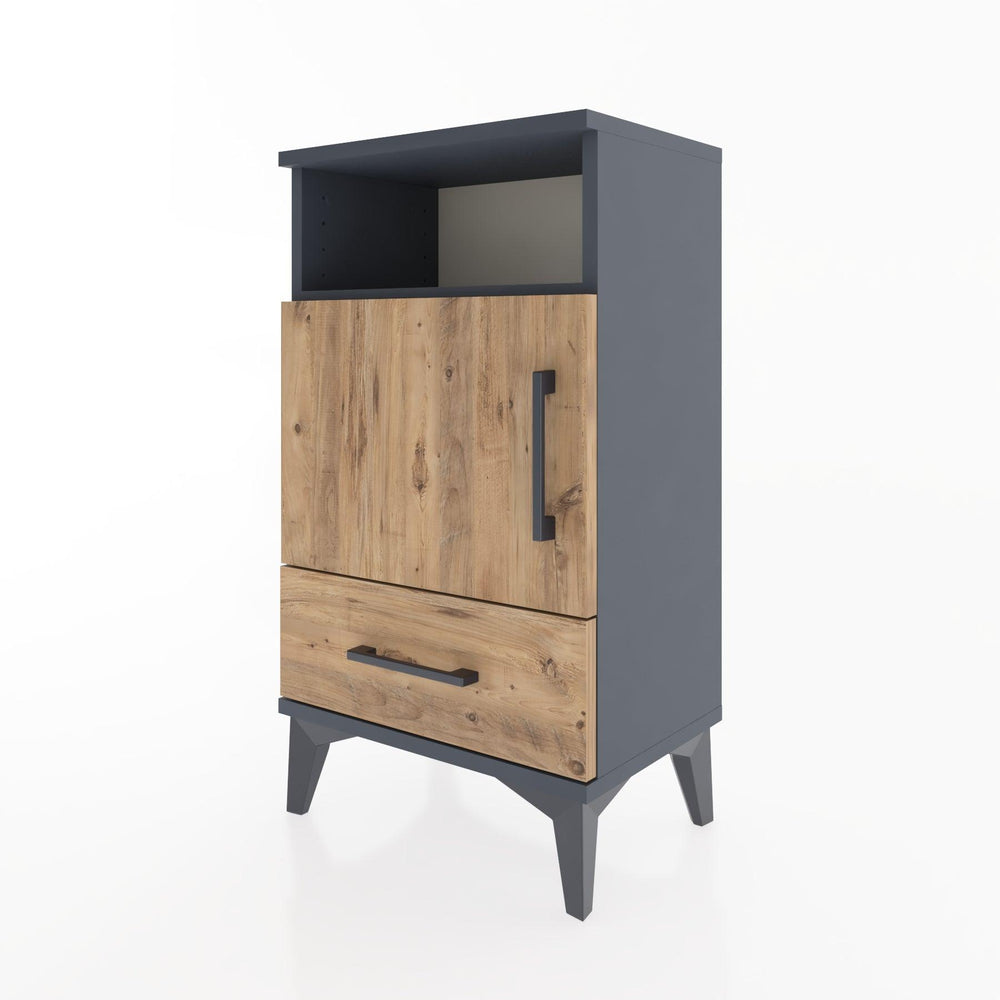 Woodntry Modüler Komodin Raf Kapak Çekmeceli 44x30x68 cm Antrasit - Woodntry