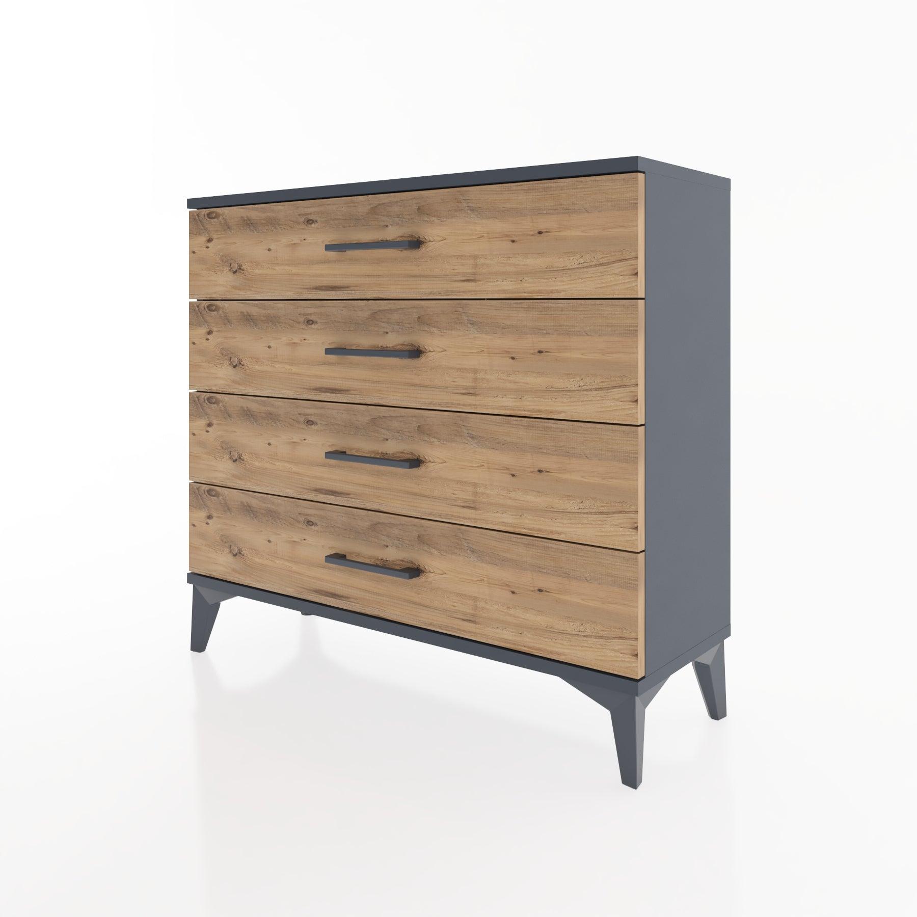 Woodntry Modüler Şifonyer 4 Çekmeceli 88x30x68 cm Antrasit - Woodntry