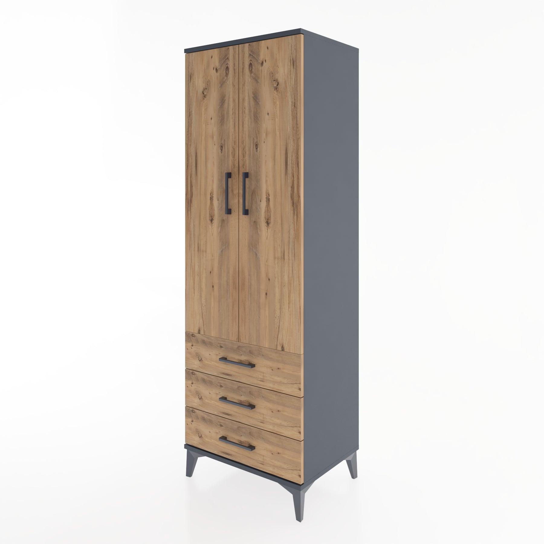 Woodntry Modular Cabinet Anthracite 60x44x170 cm with Doors and Drawers KC6-2