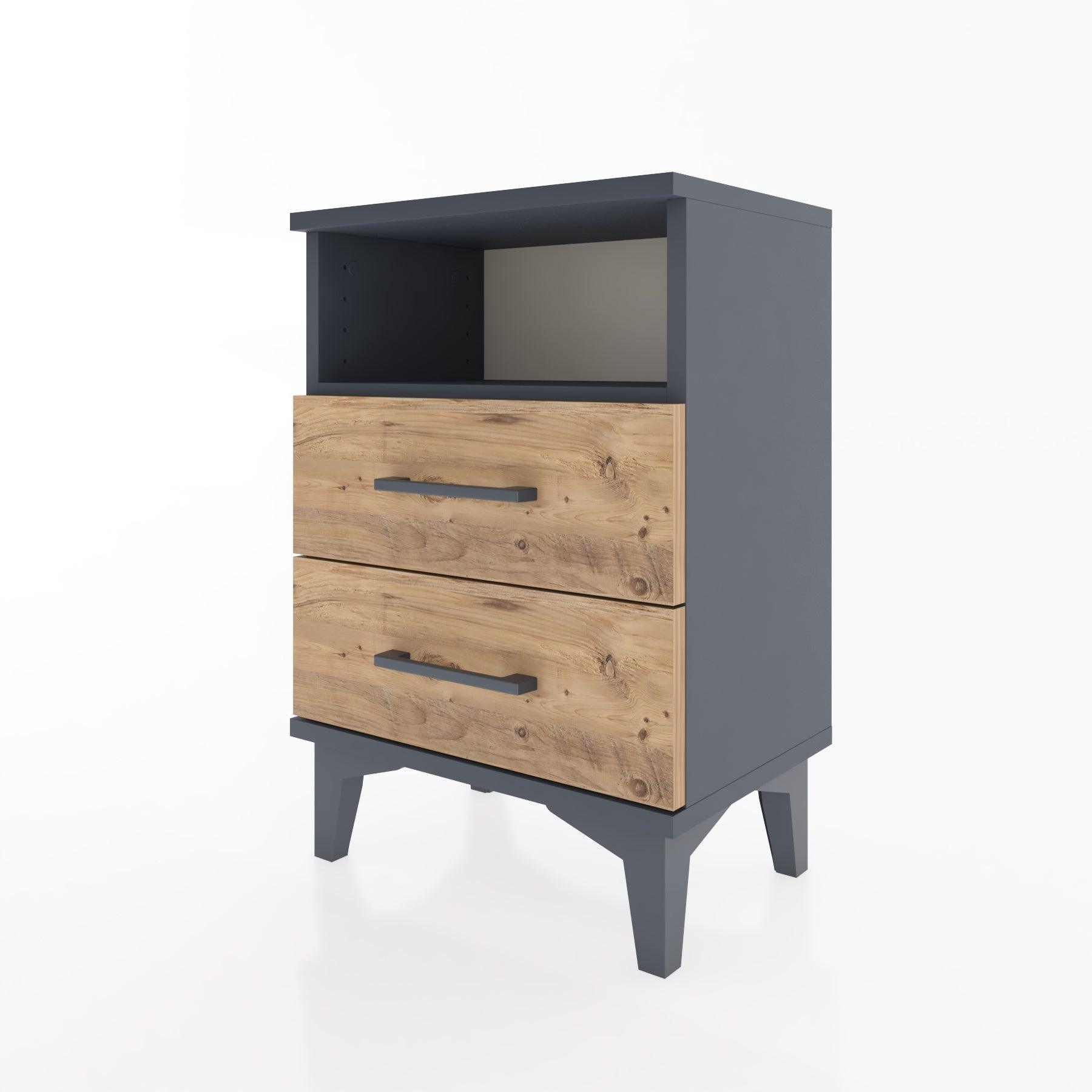 Woodntry Modüler Komodin İki Çekmeceli 44x30x52 cm Antrasit - Woodntry