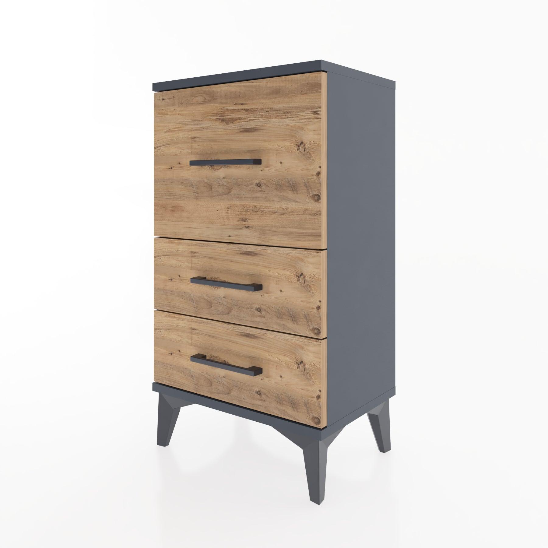 Woodntry Modüler Komodin Üç Çekmeceli V1 44x30x68 cm Antrasit - Woodntry