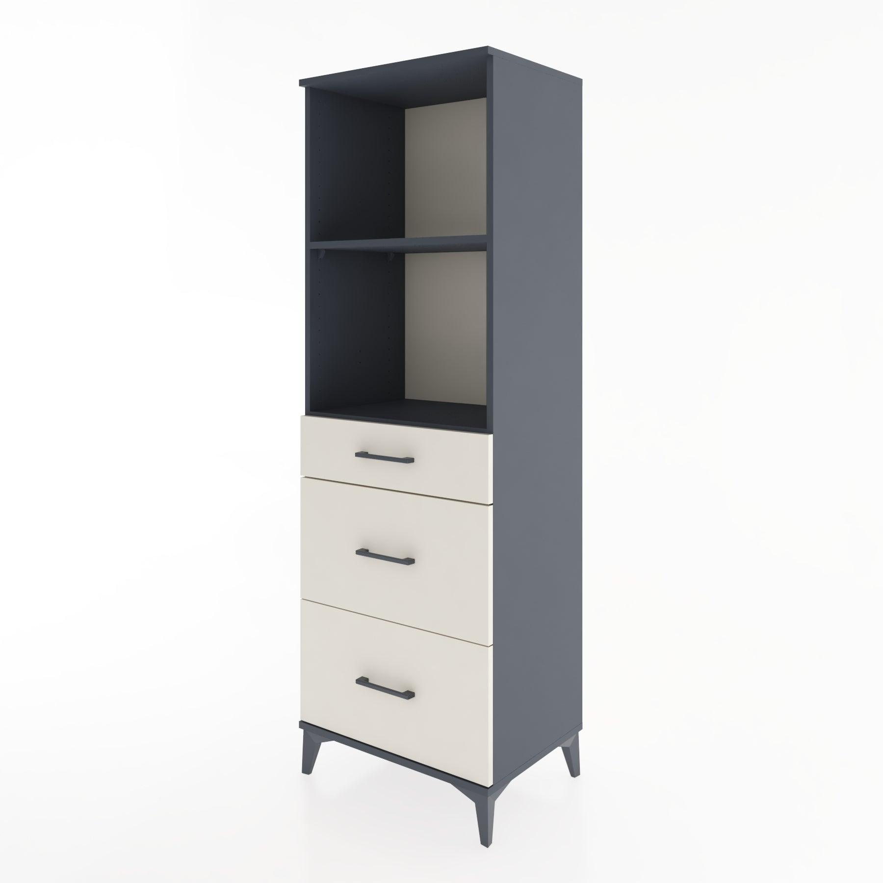 Woodntry Modüler Dolap Antrasit 60x44x170 cm Çekmeceli ve Raflı CR47-2