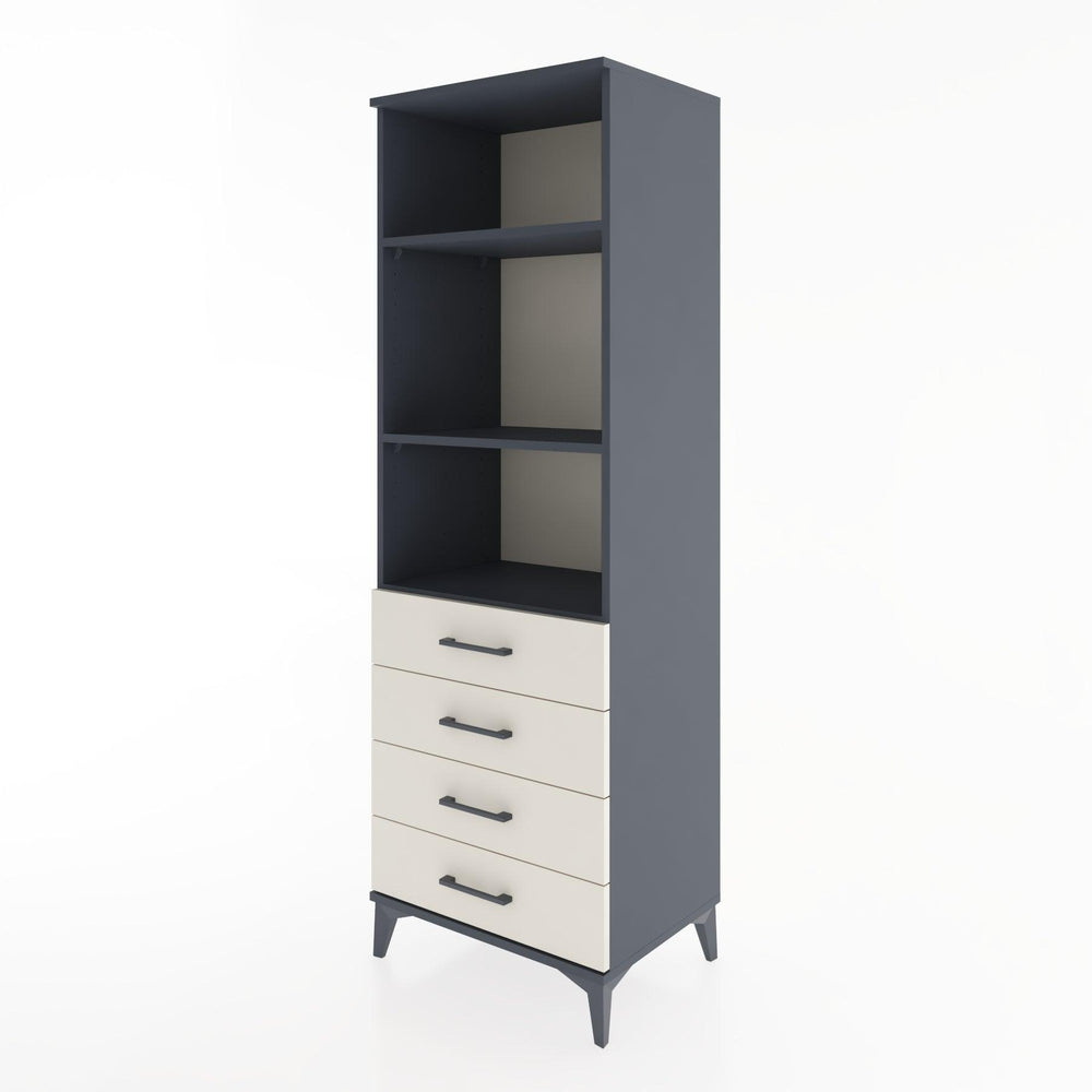 Woodntry Modüler Dolap Antrasit 60x44x170 cm Çekmeceli ve Raflı CR36-2