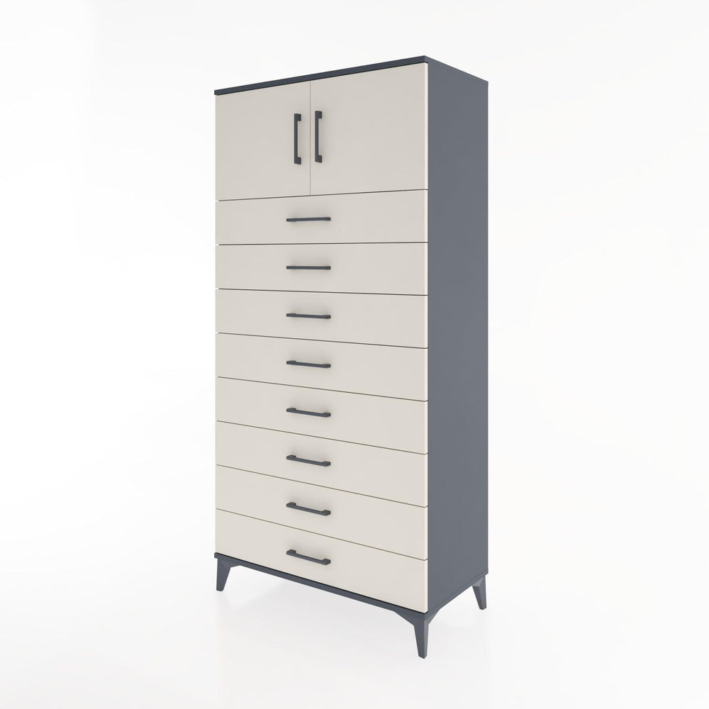 Woodntry Modüler Dolap Antrasit 88x44x170 cm Kapaklı ve Çekmeceli KC1-2