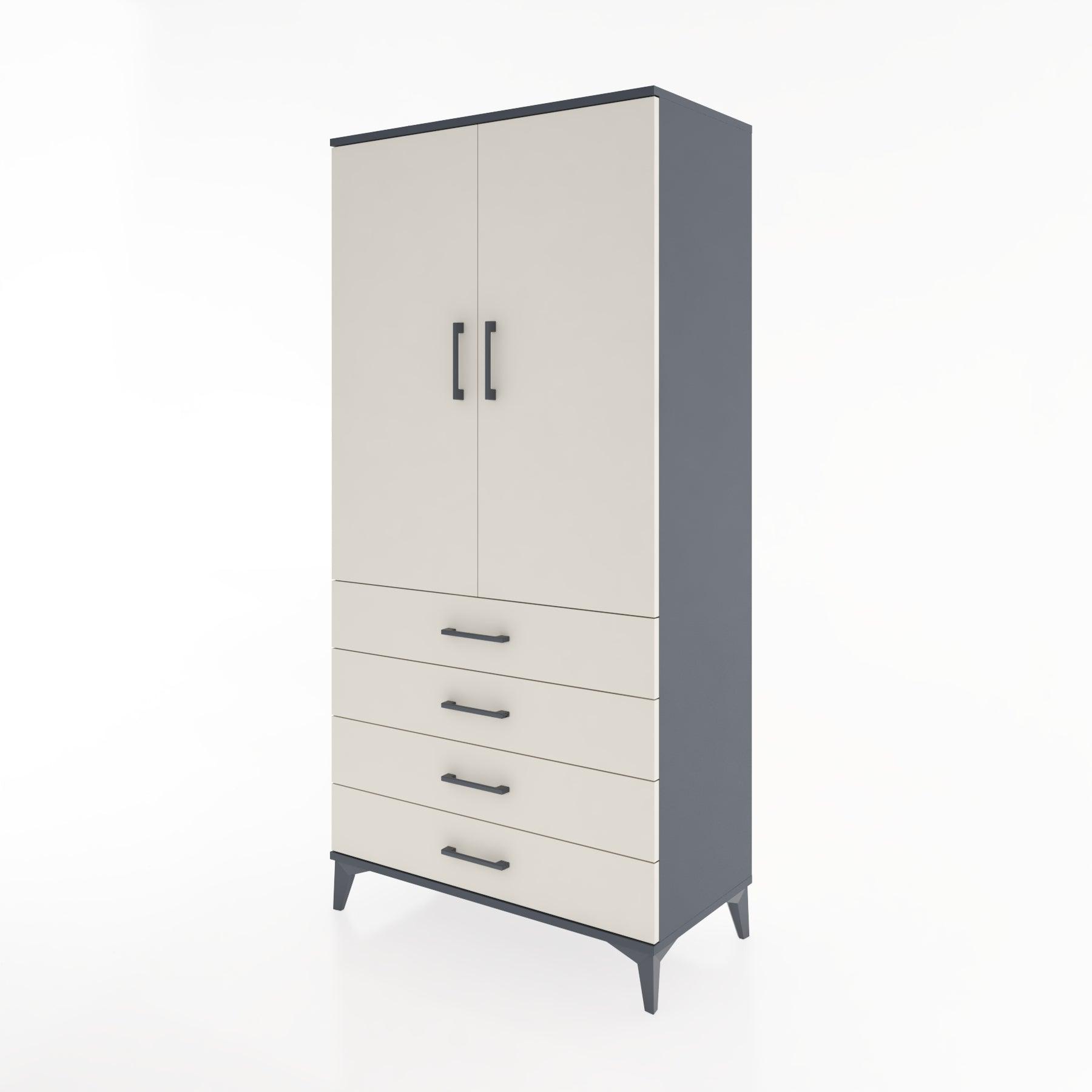 Woodntry Modular Cabinet Anthracite 88x44x170 cm with Doors and Drawers KC27-2