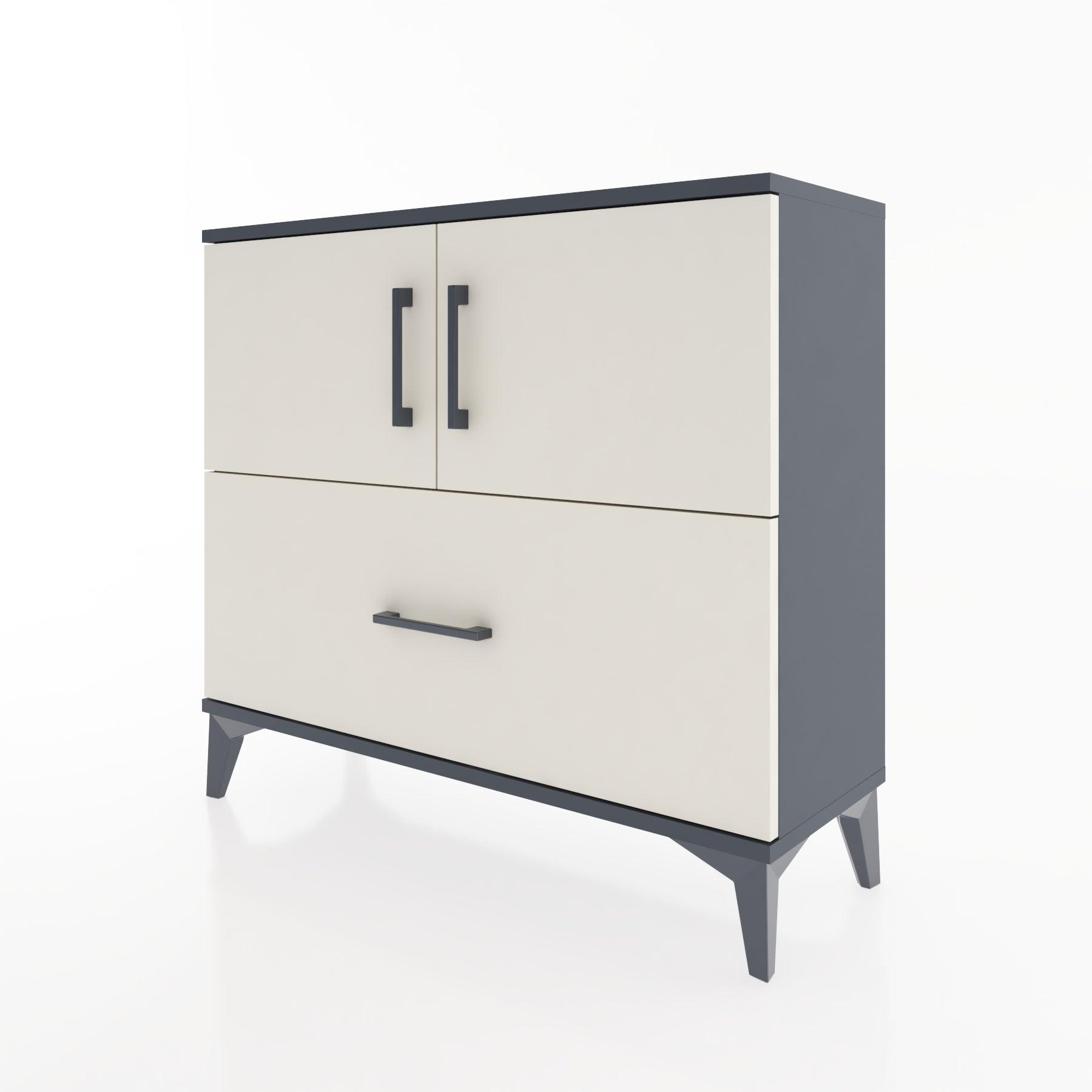 Woodntry Modüler Şifonyer Kapak ve Çekmeceli V2 88x30x68 cm Antrasit - Woodntry