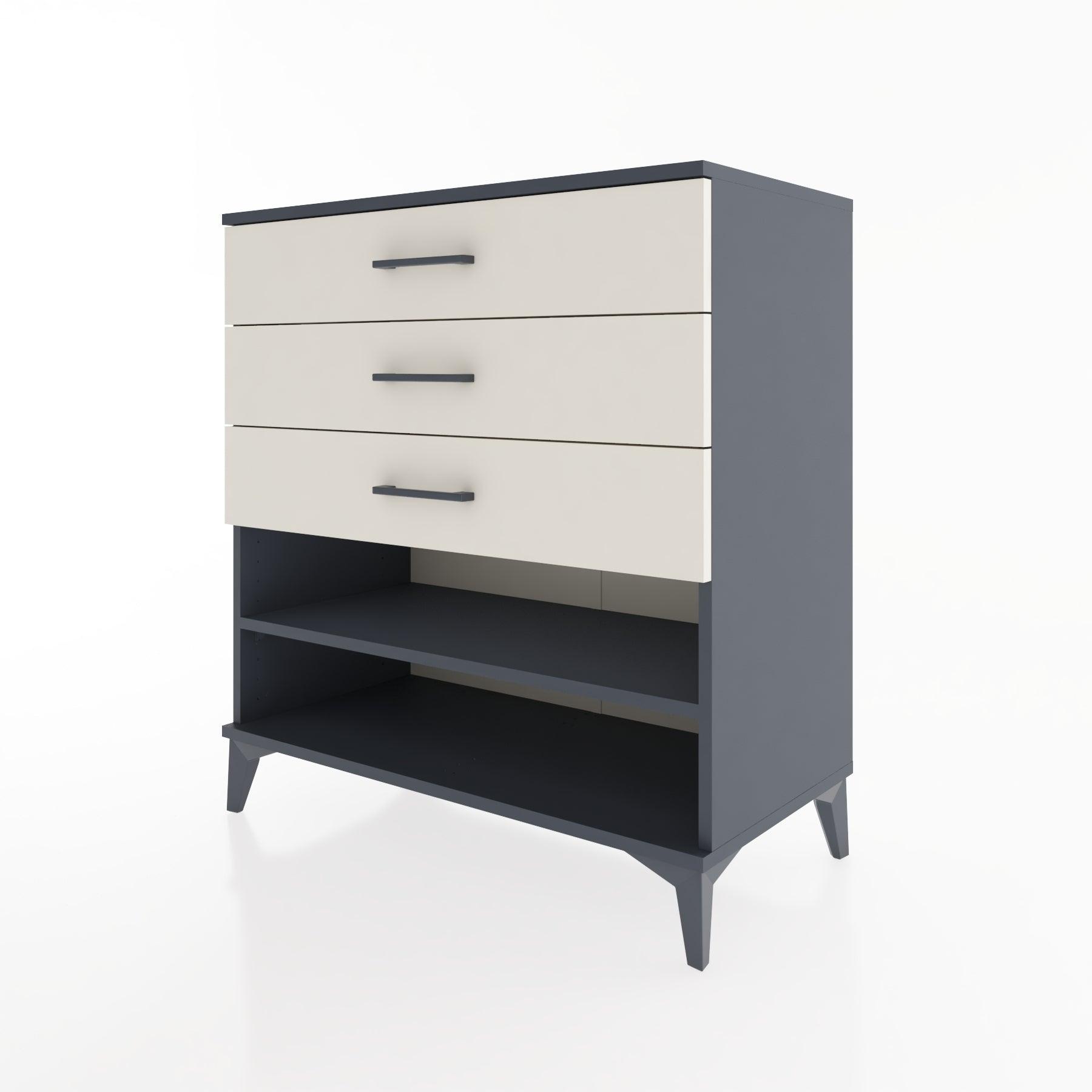 Woodntry Modüler Şifonyer Antrasit 88x44x84 cm Çekmeceli ve Raflı CR12-2