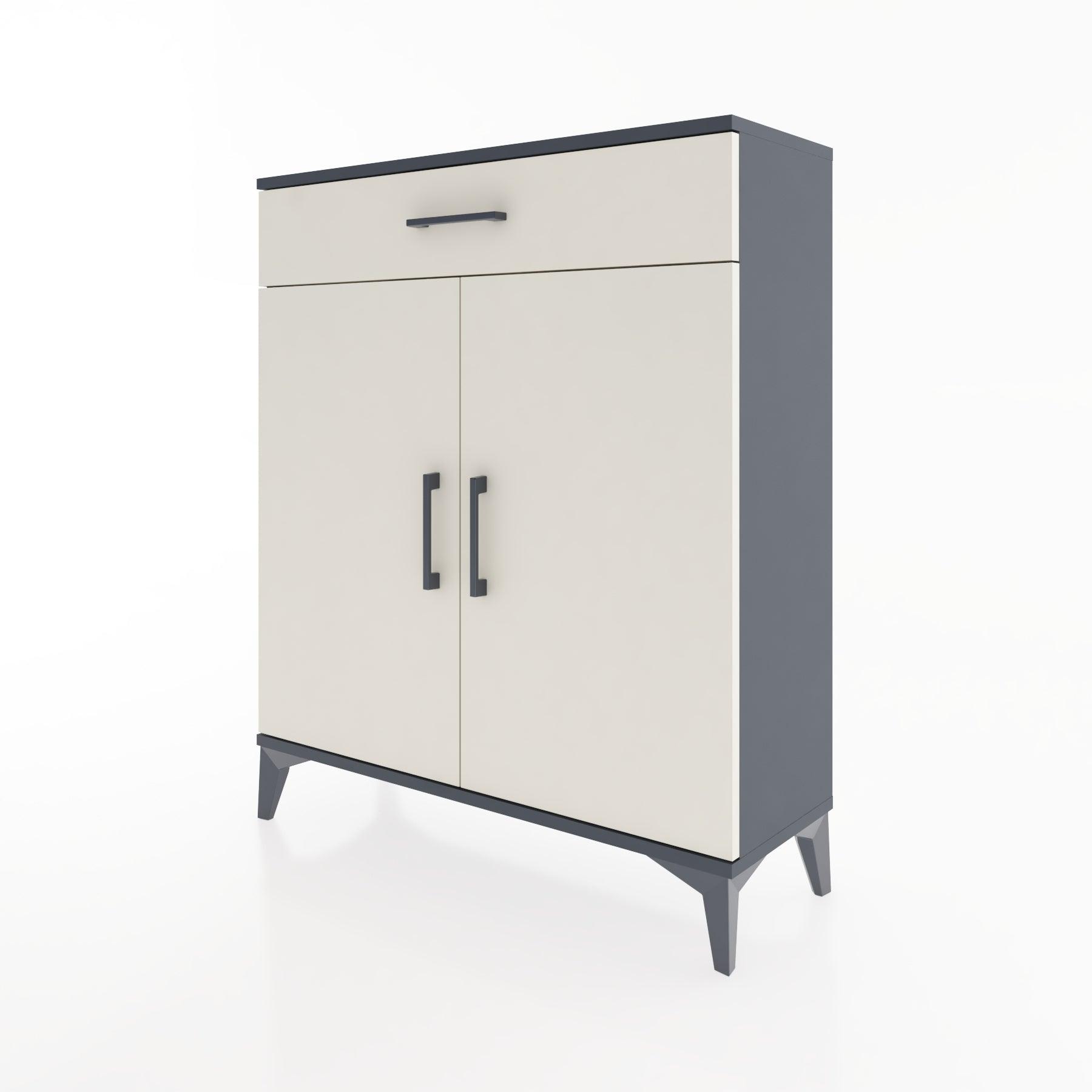 Woodntry Modüler Şifonyer Antrasit 88x30x94 cm Kapaklı ve Çekmeceli KC1-2