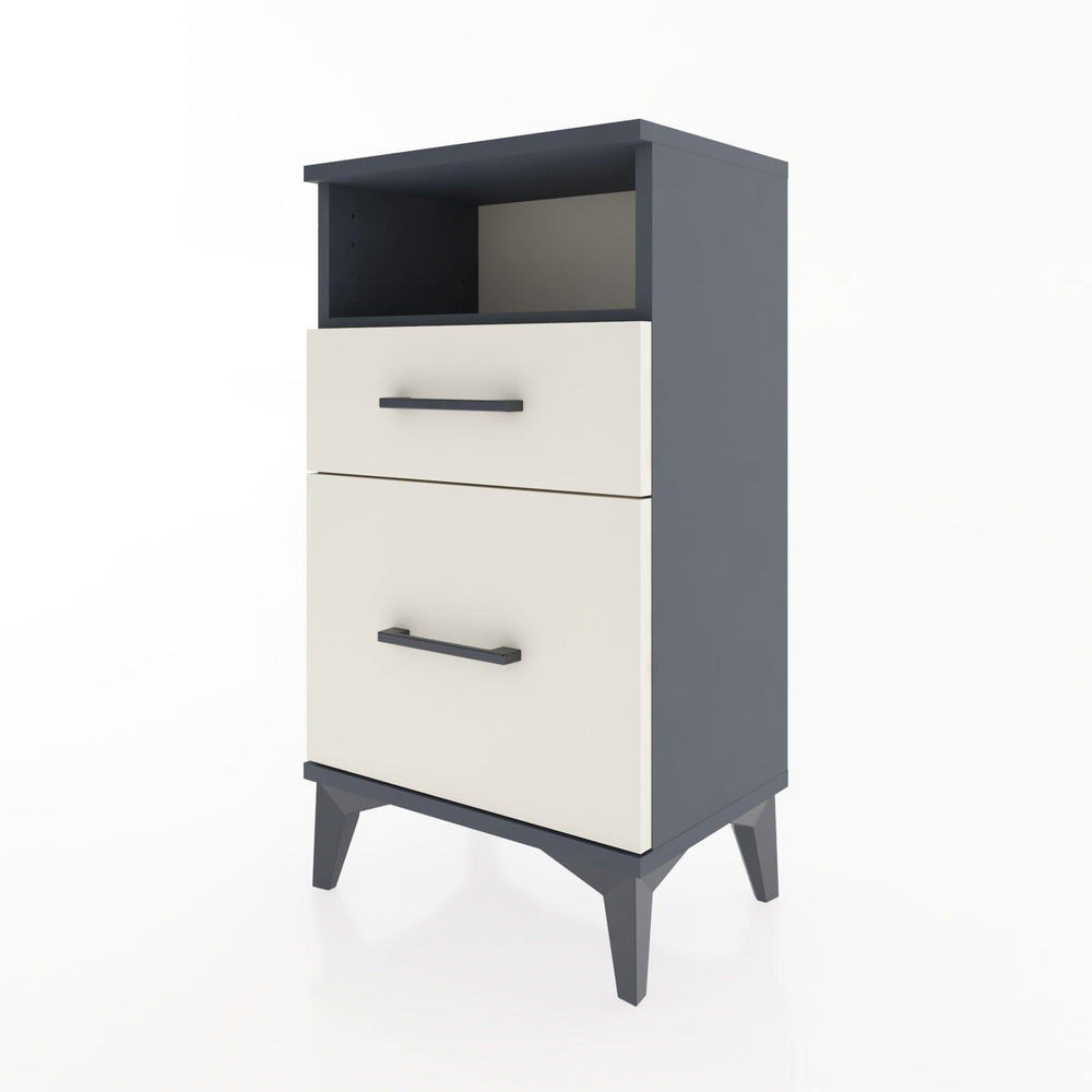 Woodntry Modüler Komodin 2 Çekmece ve Raflı V3 44x30x68 cm Antrasit - Woodntry