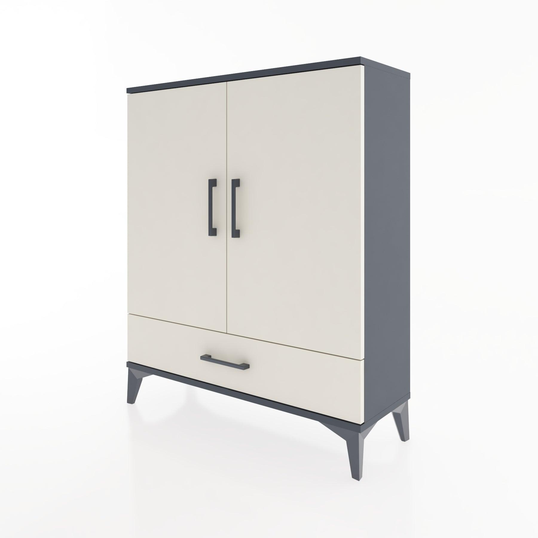 Woodntry Modüler Şifonyer Antrasit 88x30x94 cm Kapaklı ve Çekmeceli KC2-2