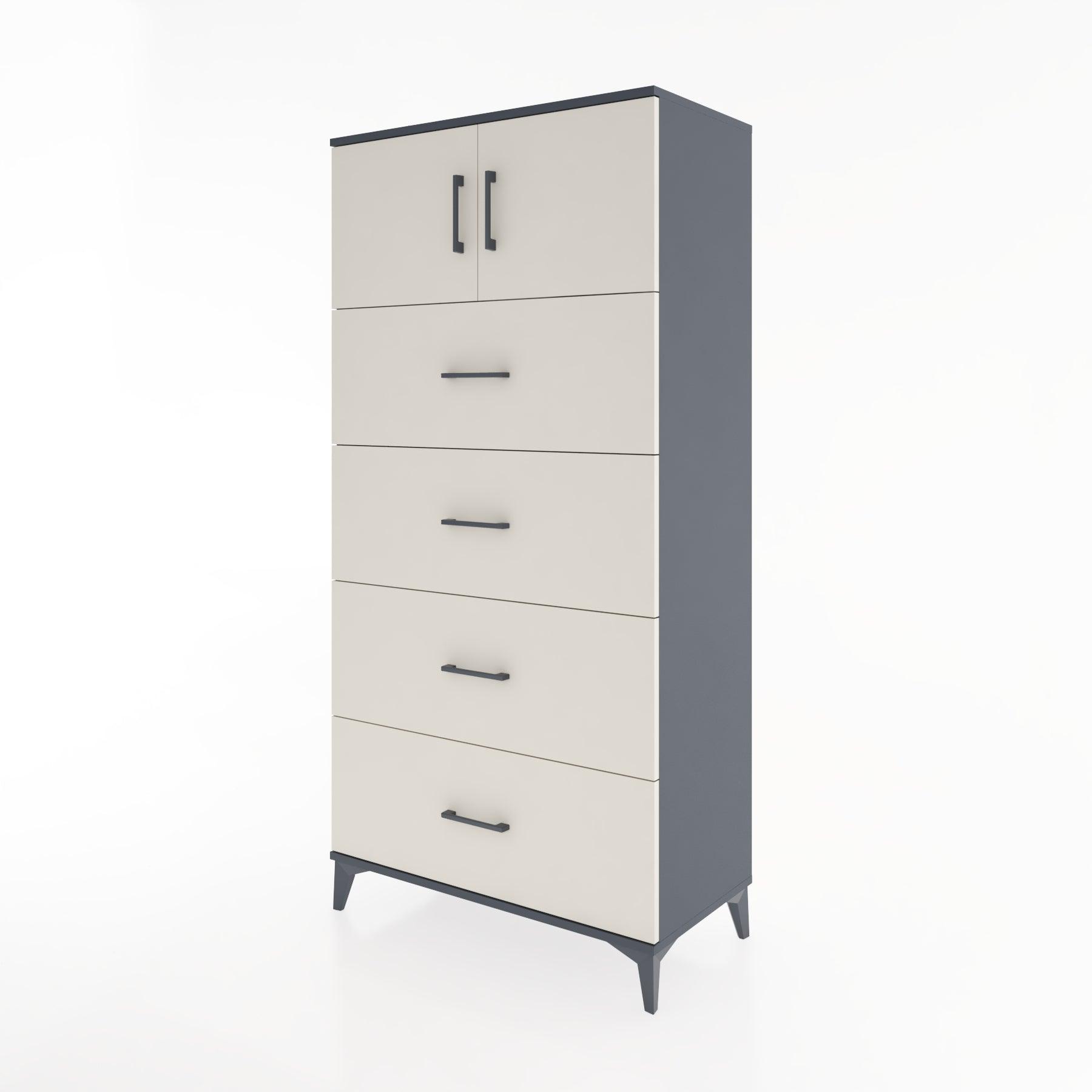 Woodntry Modular Cabinet Anthracite 88x44x170 cm with Doors and Drawers KC25-2