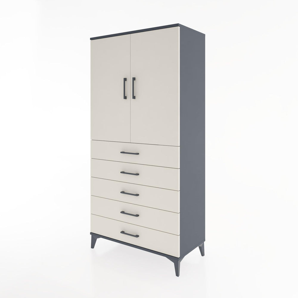 Woodntry Modüler Dolap Antrasit 88x44x170 cm Kapaklı ve Çekmeceli KC4-2