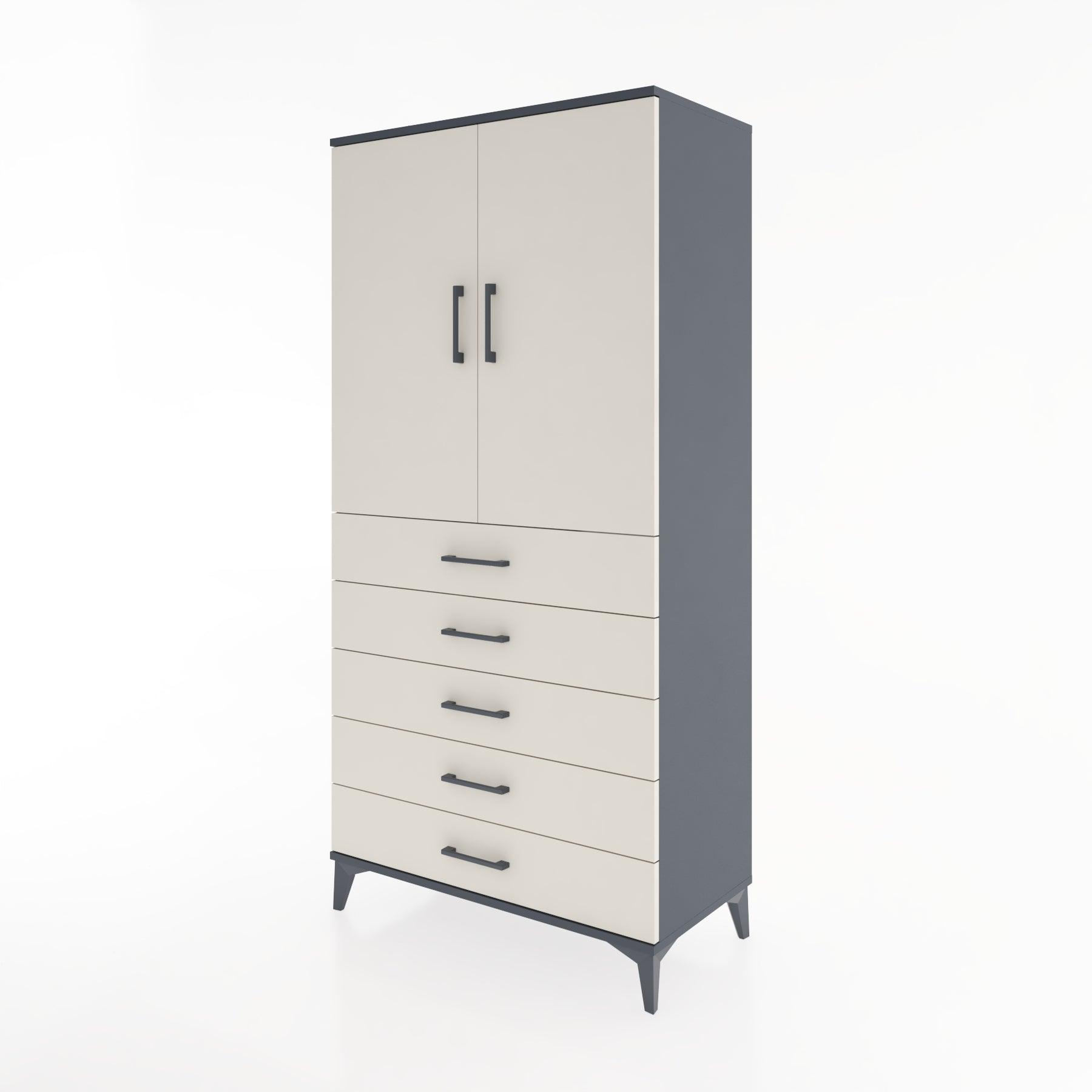 Woodntry Modular Cabinet Anthracite 88x44x170 cm with Doors and Drawers KC4-2