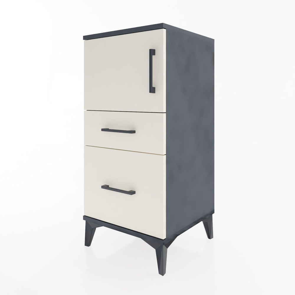 Woodntry Modüler Komodin Antrasit 44x44x84 cm Kapaklı ve Çekmeceli KC45-2