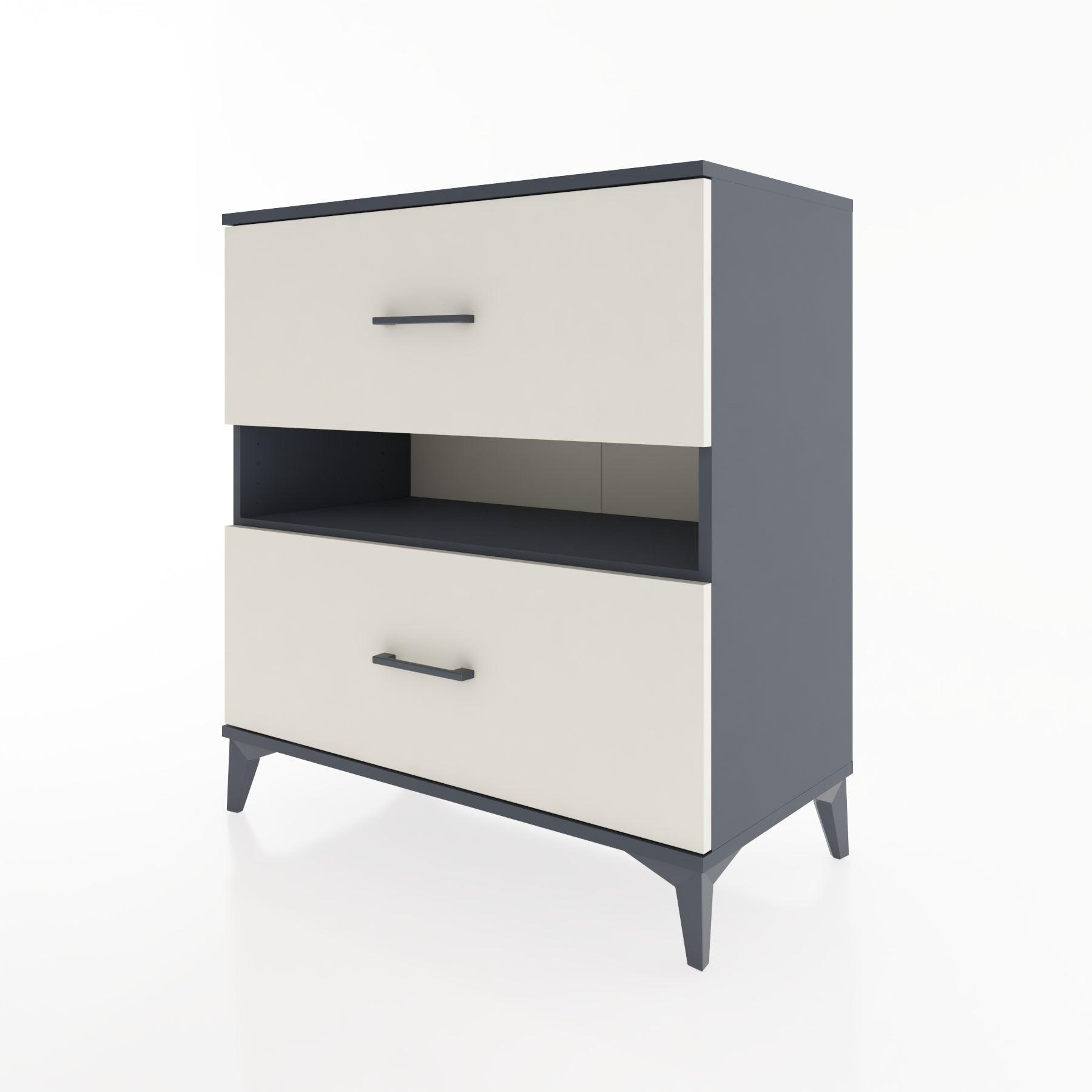 Woodntry Modüler Şifonyer Antrasit 88x44x84 cm Çekmeceli ve Raflı CR2-2