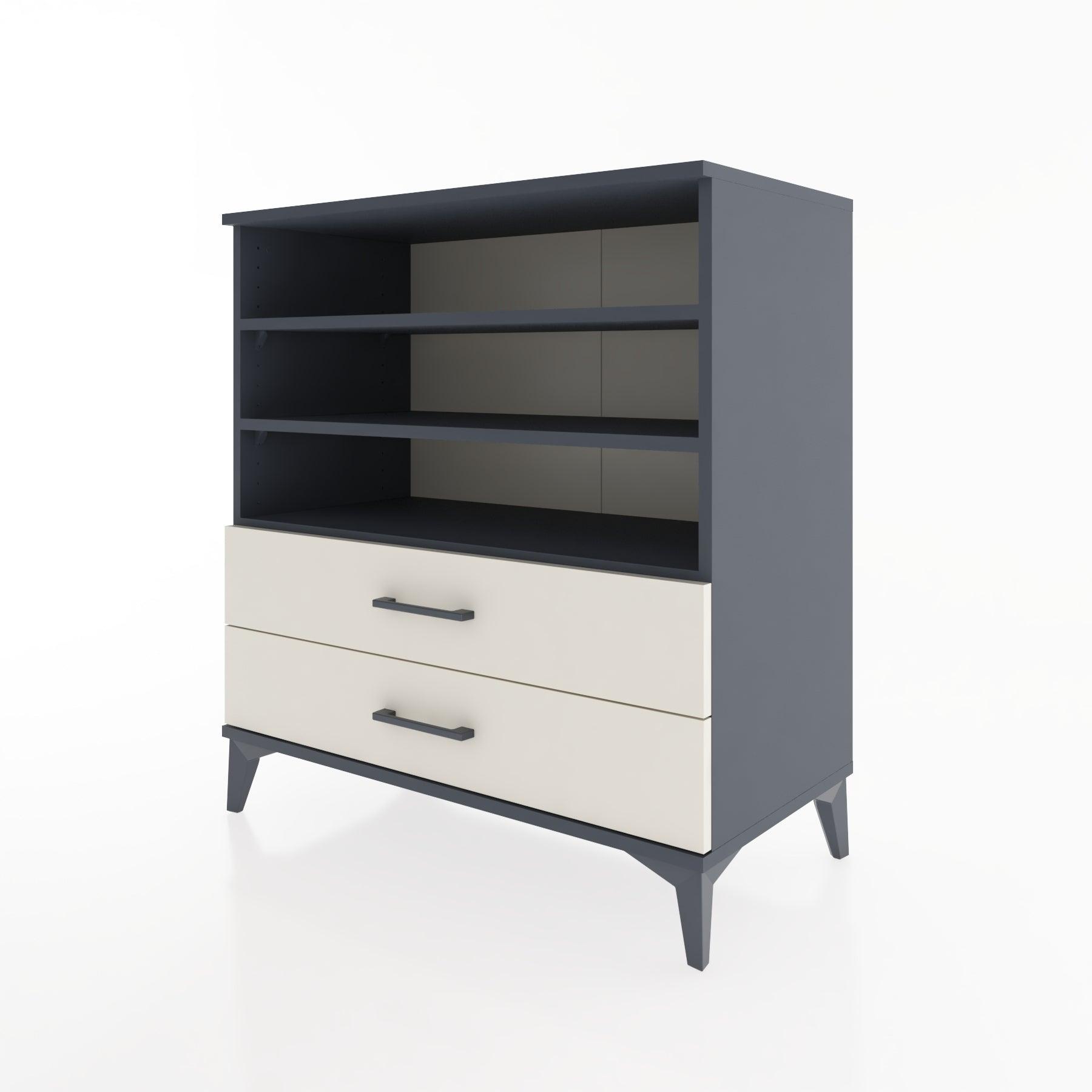 Woodntry Modüler Şifonyer Antrasit 88x44x84 cm Çekmeceli ve Raflı CR15-2
