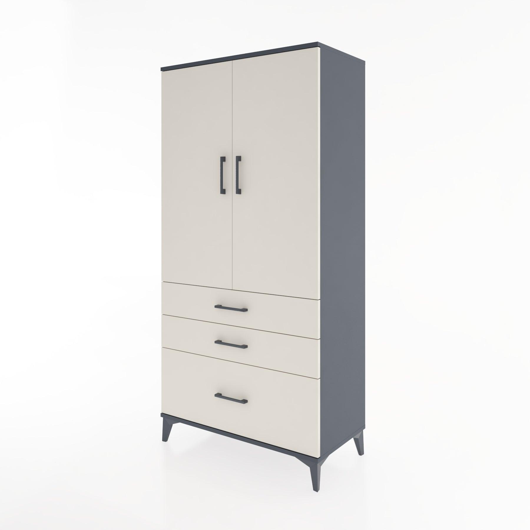 Woodntry Modular Cabinet Anthracite 88x44x170 cm with Doors and Drawers KC14-2