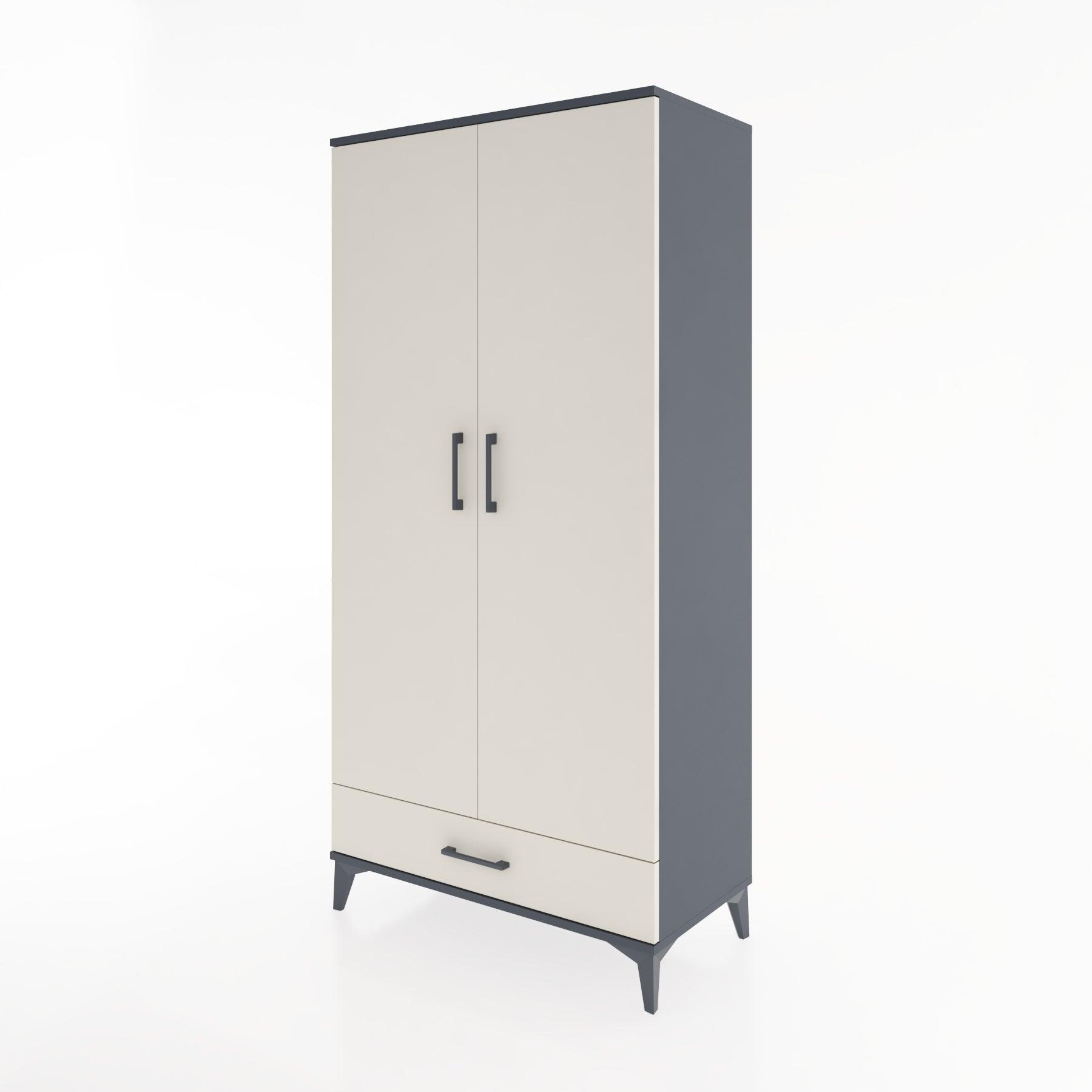 Woodntry Modüler Dolap Antrasit 88x44x170 cm Kapaklı ve Çekmeceli KC30-2