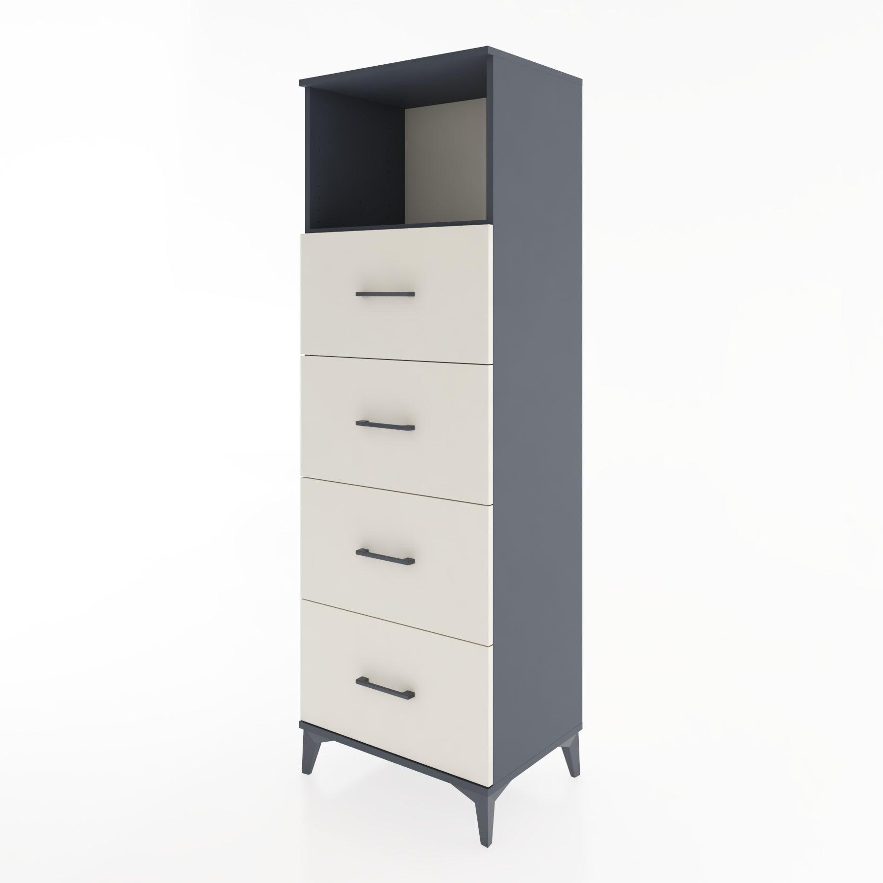 Woodntry Modüler Dolap Antrasit 60x44x170 cm Çekmeceli ve Raflı CR52-2