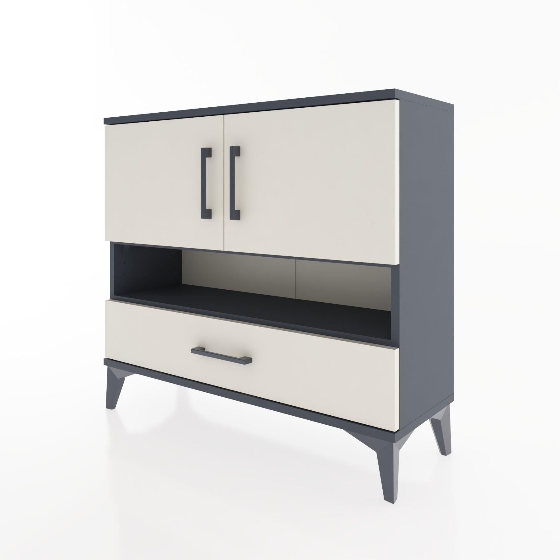 Woodntry Modüler Şifonyer İki Kapaklı T1 88x30x94 cm Antrasit - Woodntry