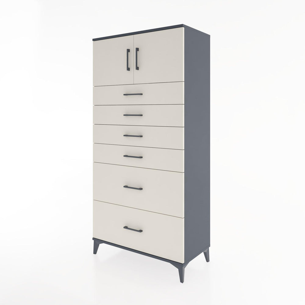 Woodntry Modüler Dolap Antrasit 88x44x170 cm Kapaklı ve Çekmeceli KC17-2