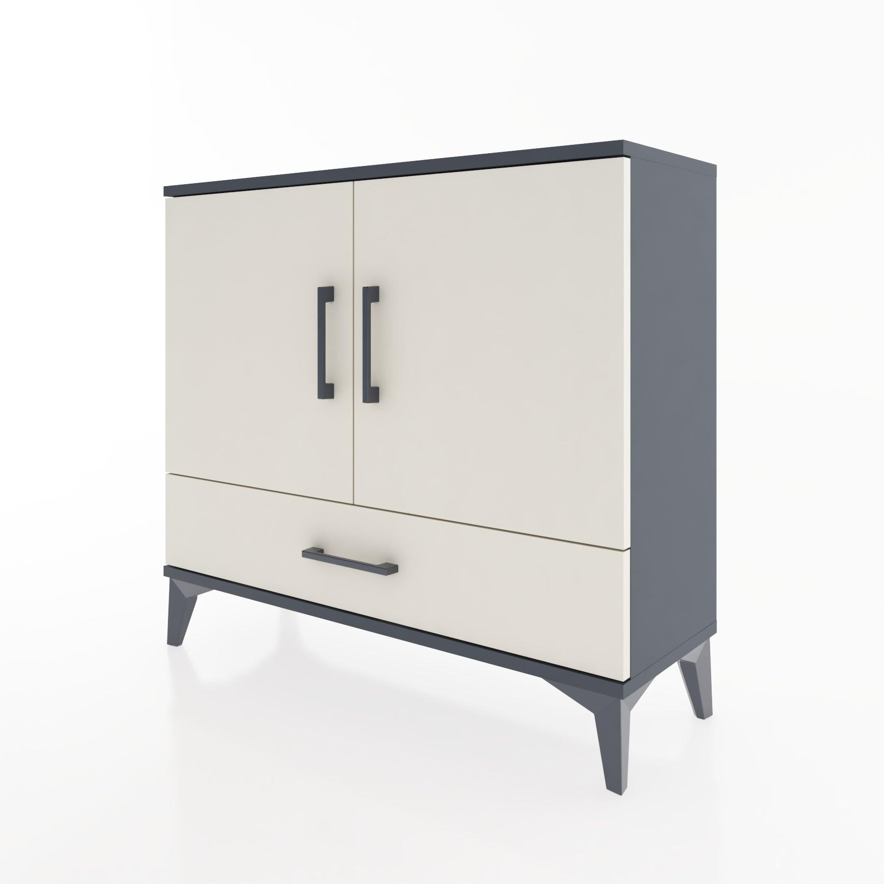 Woodntry Modüler Şifonyer Kapak ve Çekmeceli V1 88x30x68 cm Antrasit - Woodntry