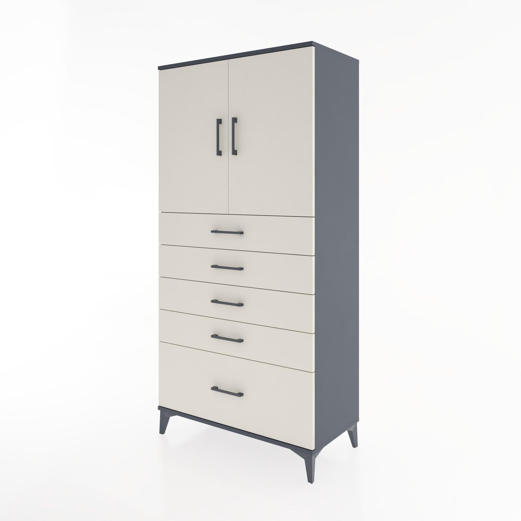 Woodntry Modular Cabinet Anthracite 88x44x170 cm with Doors and Drawers KC12-2