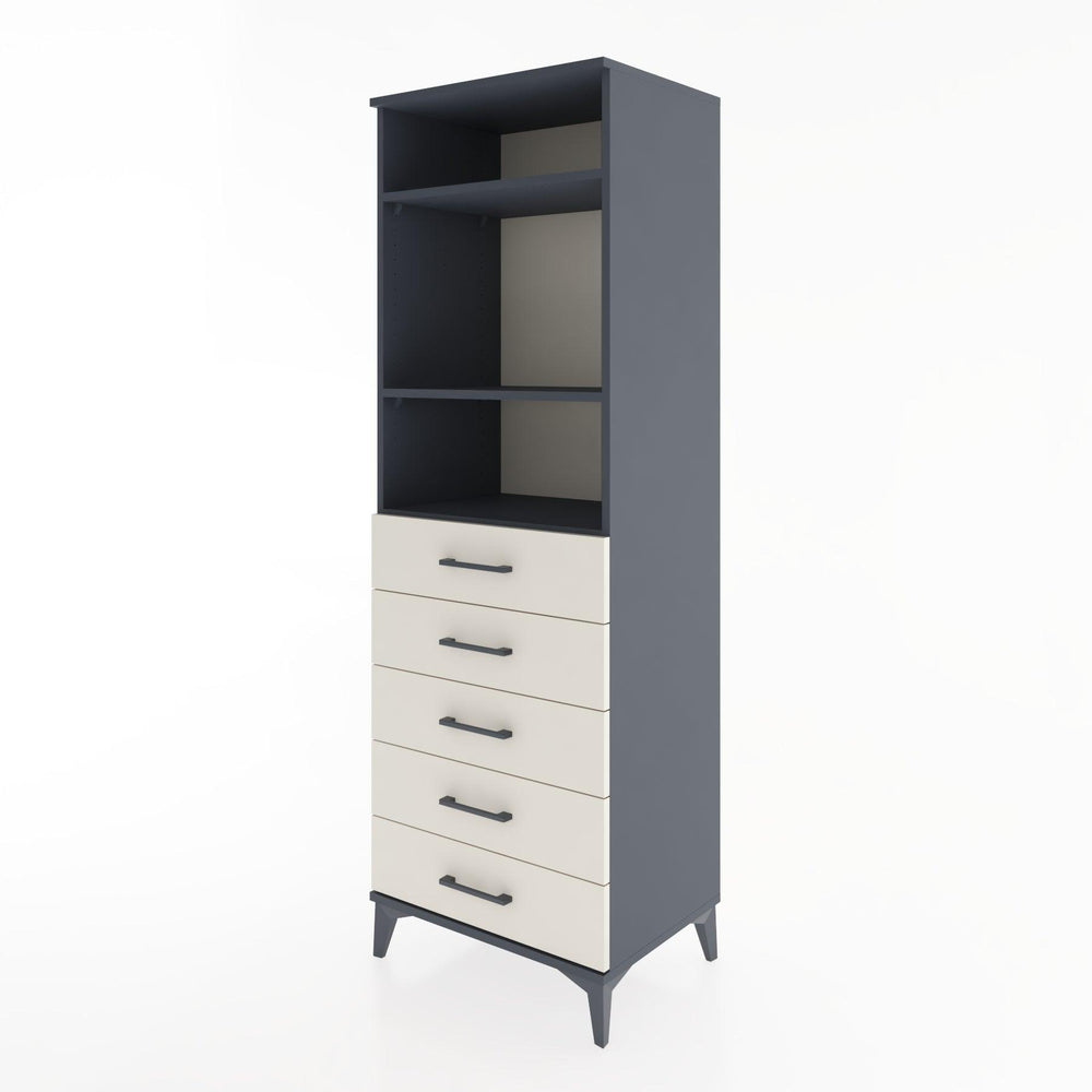 Woodntry Modüler Dolap Antrasit 60x44x170 cm Çekmeceli ve Raflı CR35-2