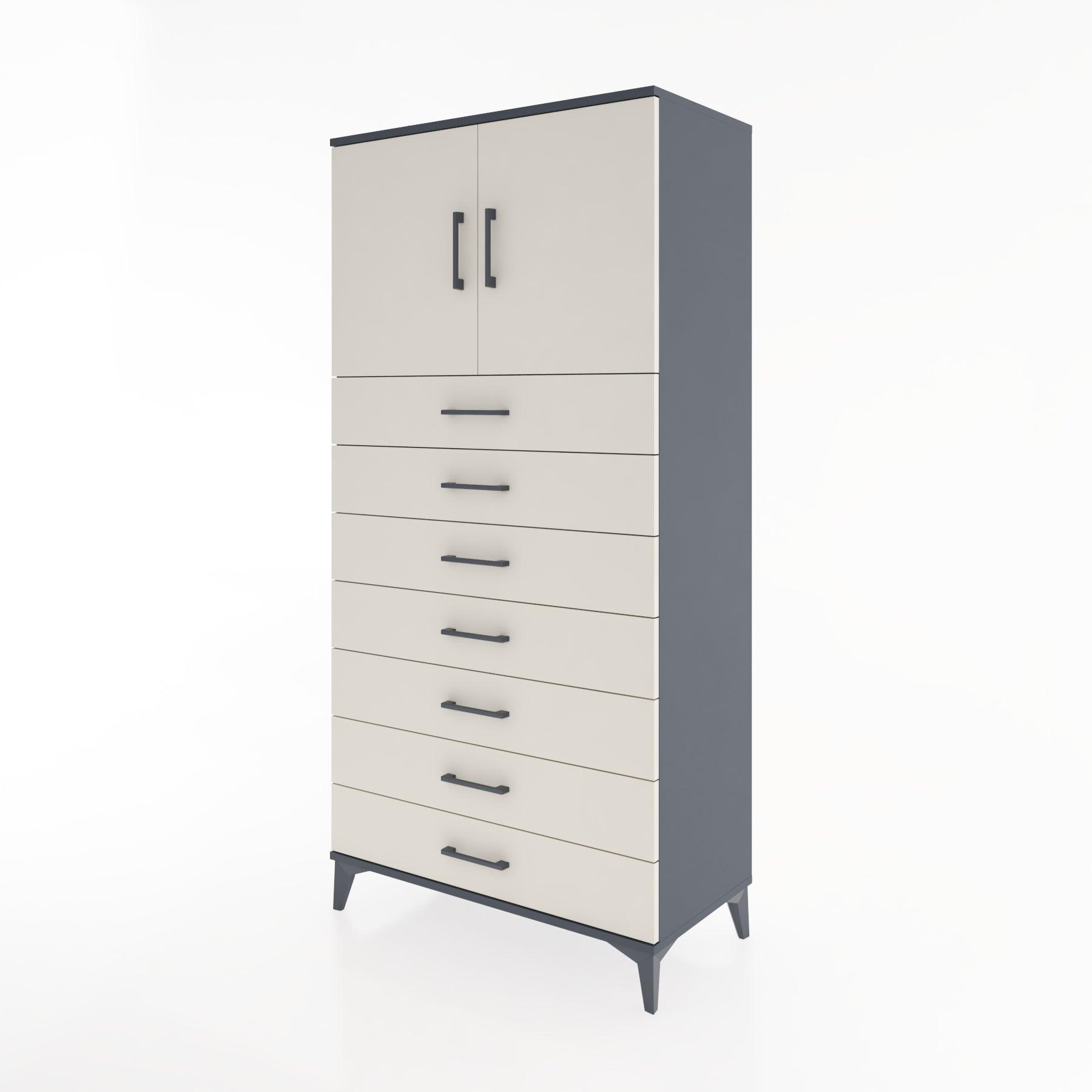 Woodntry Modular Cabinet Anthracite 88x44x170 cm with Doors and Drawers KC2-2