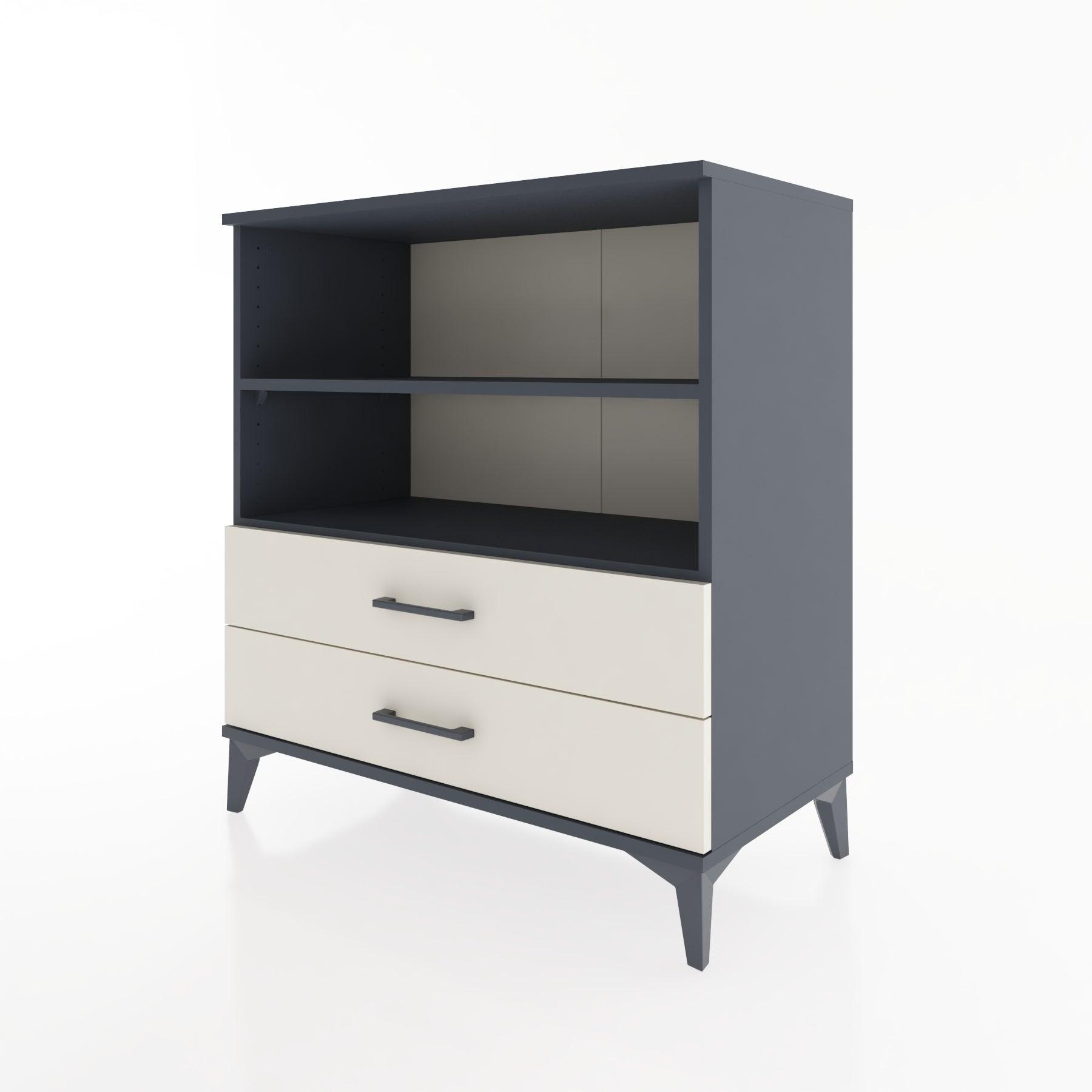 Woodntry Modüler Şifonyer Antrasit 88x44x84 cm Çekmeceli ve Raflı CR16-2