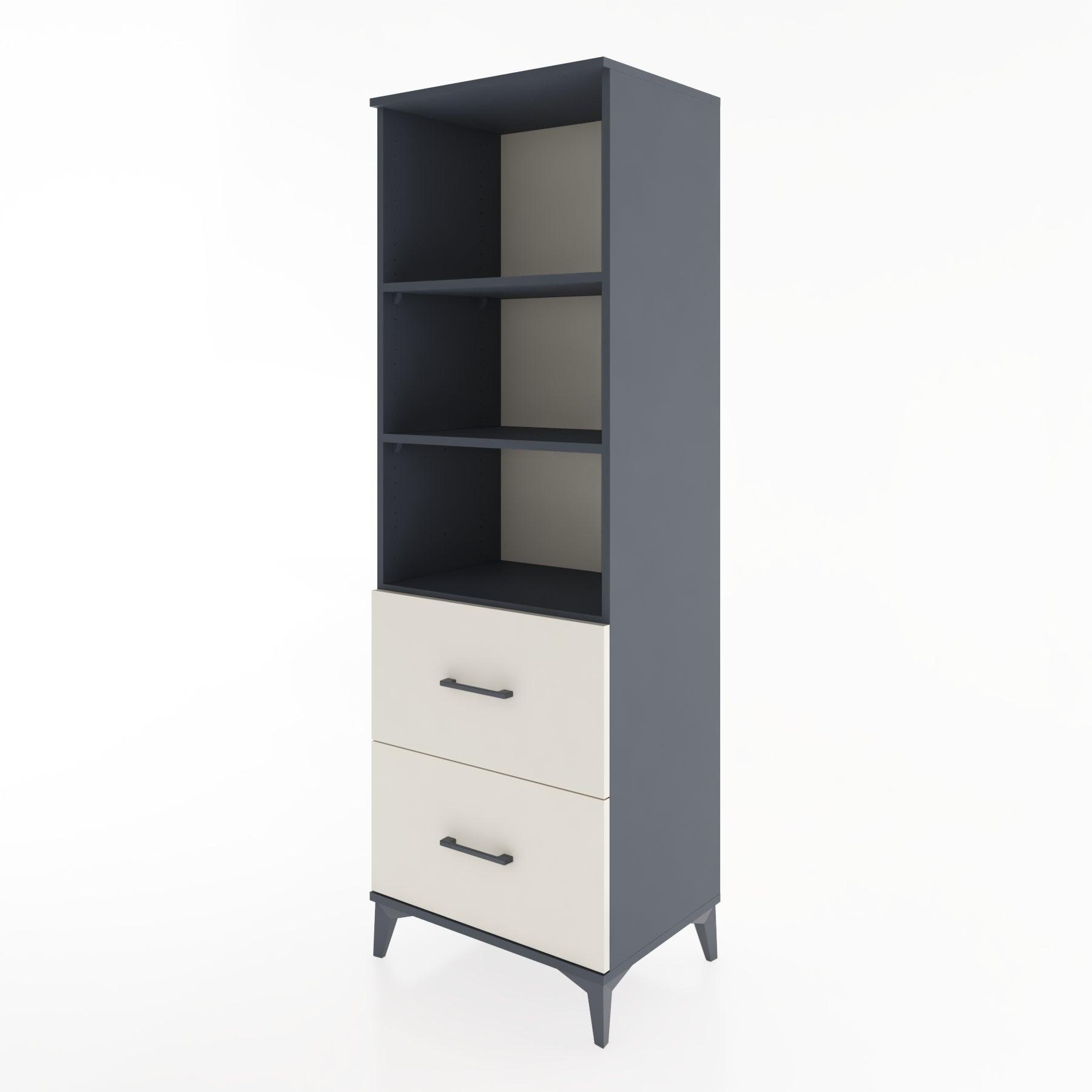 Woodntry Modüler Dolap Antrasit 60x44x170 cm Çekmeceli ve Raflı CR48-2
