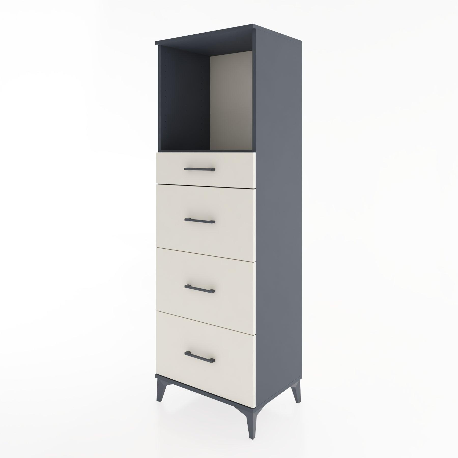 Woodntry Modüler Dolap Antrasit 60x44x170 cm Çekmeceli ve Raflı CR50-2
