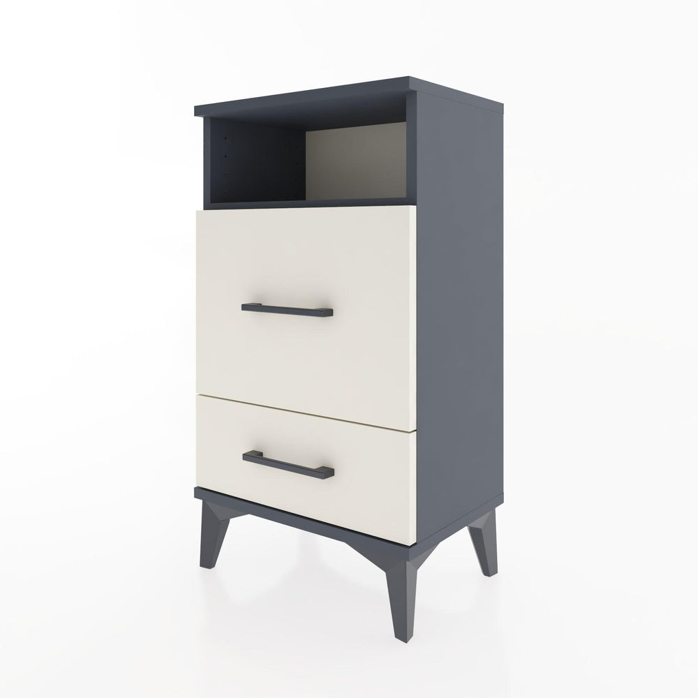 Woodntry Modüler Komodin 2 Çekmece ve Raflı V4 44x30x68 cm Antrasit - Woodntry