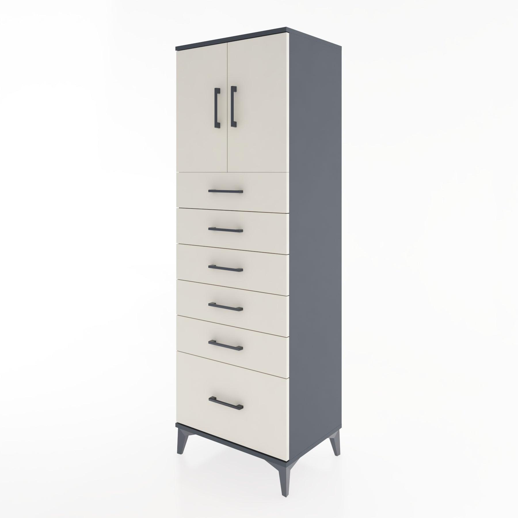 Woodntry Modular Cabinet Anthracite 60x44x170 cm with Doors and Drawers KC11-2
