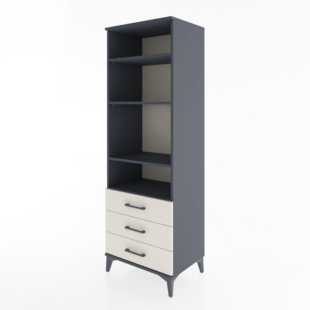 Woodntry Modüler Dolap Antrasit 60x44x170 cm Çekmeceli ve Raflı CR37-2