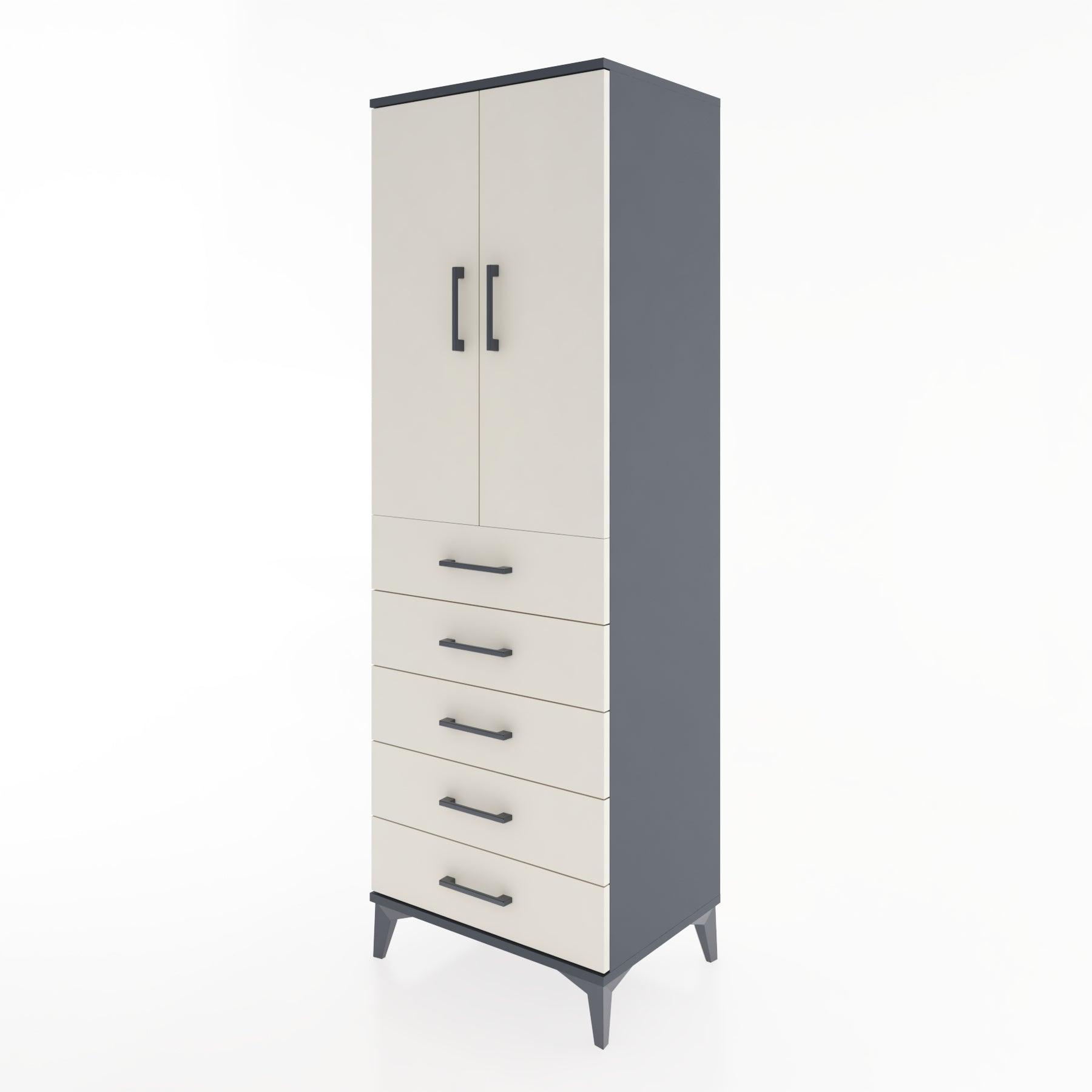 Woodntry Modular Cabinet Anthracite 60x44x170 cm with Doors and Drawers KC26-2