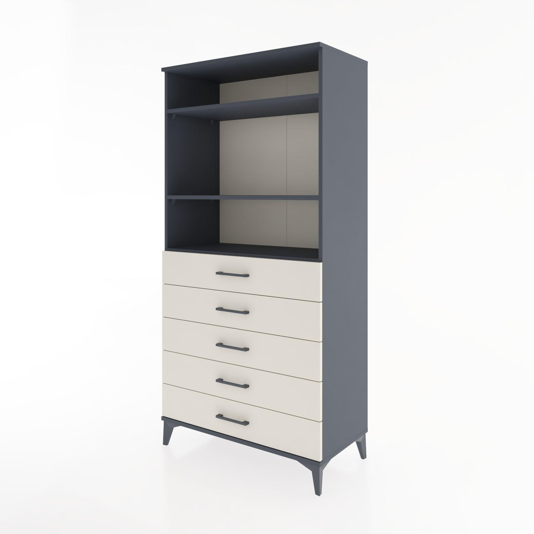 Woodntry Modular Cabinet Anthracite 88x44x170 cm with Drawers and Shelves CR35-2