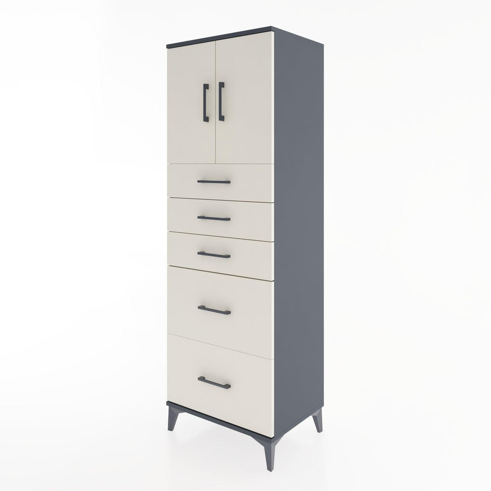 Woodntry Modular Cabinet Anthracite 60x44x170 cm with Doors and Drawers KC18-2