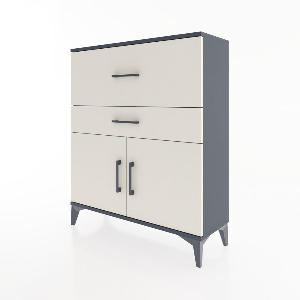 Woodntry Modüler Şifonyer Antrasit 88x30x94 cm Kapaklı ve Çekmeceli KC12-2