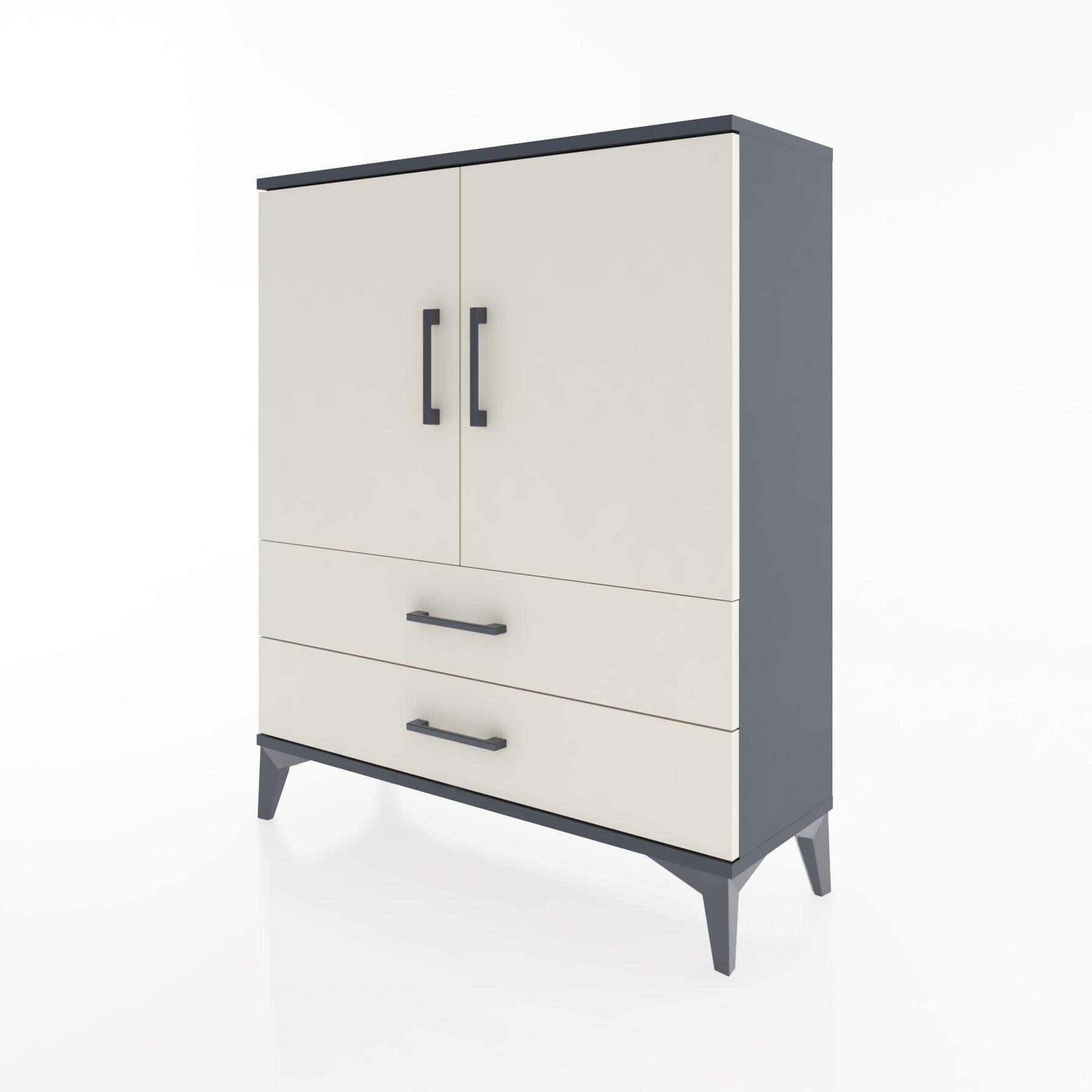 Woodntry Modüler Şifonyer Antrasit 88x30x94 cm Kapaklı ve Çekmeceli KC6-2