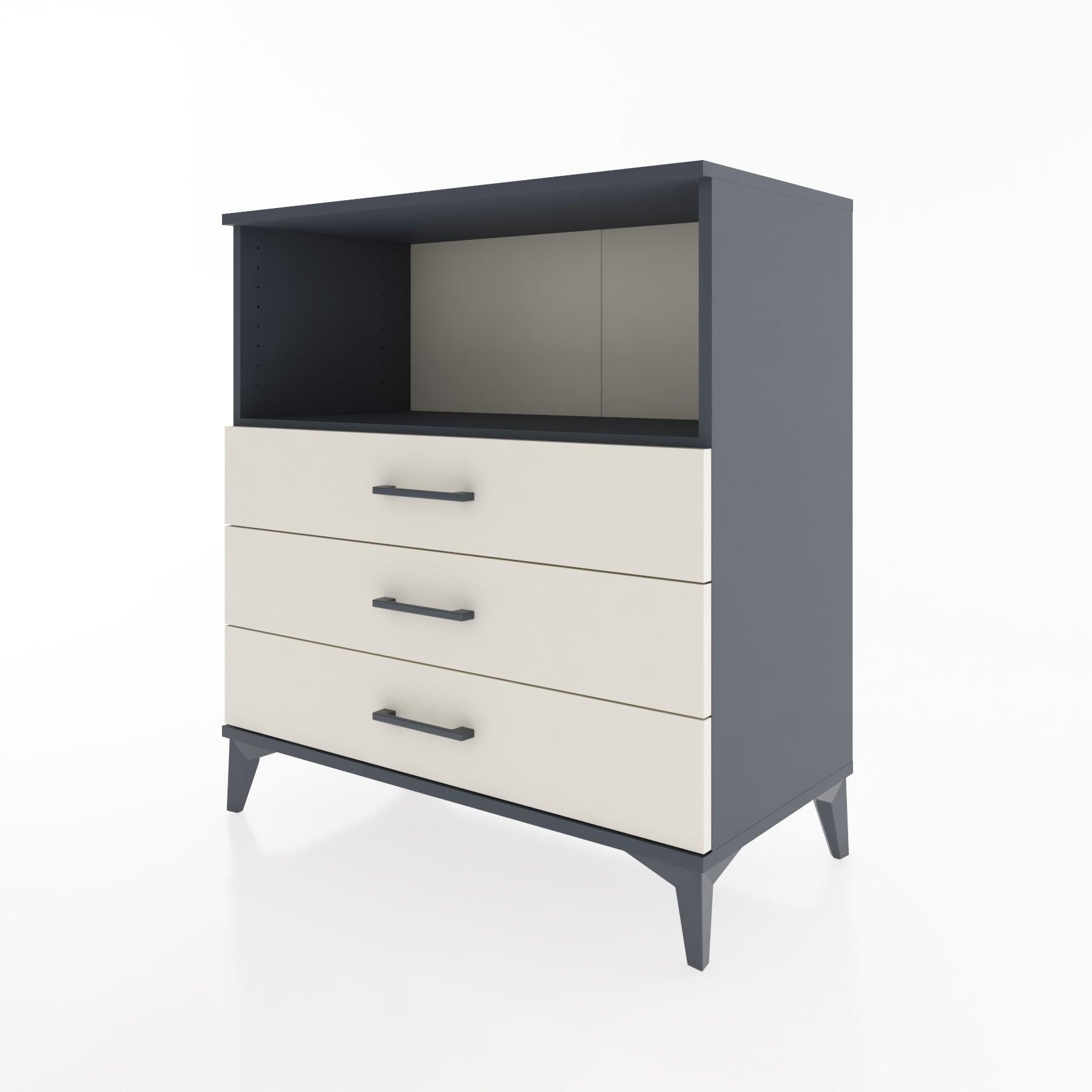 Woodntry Modüler Şifonyer Antrasit 88x44x84 cm Çekmeceli ve Raflı CR18-2