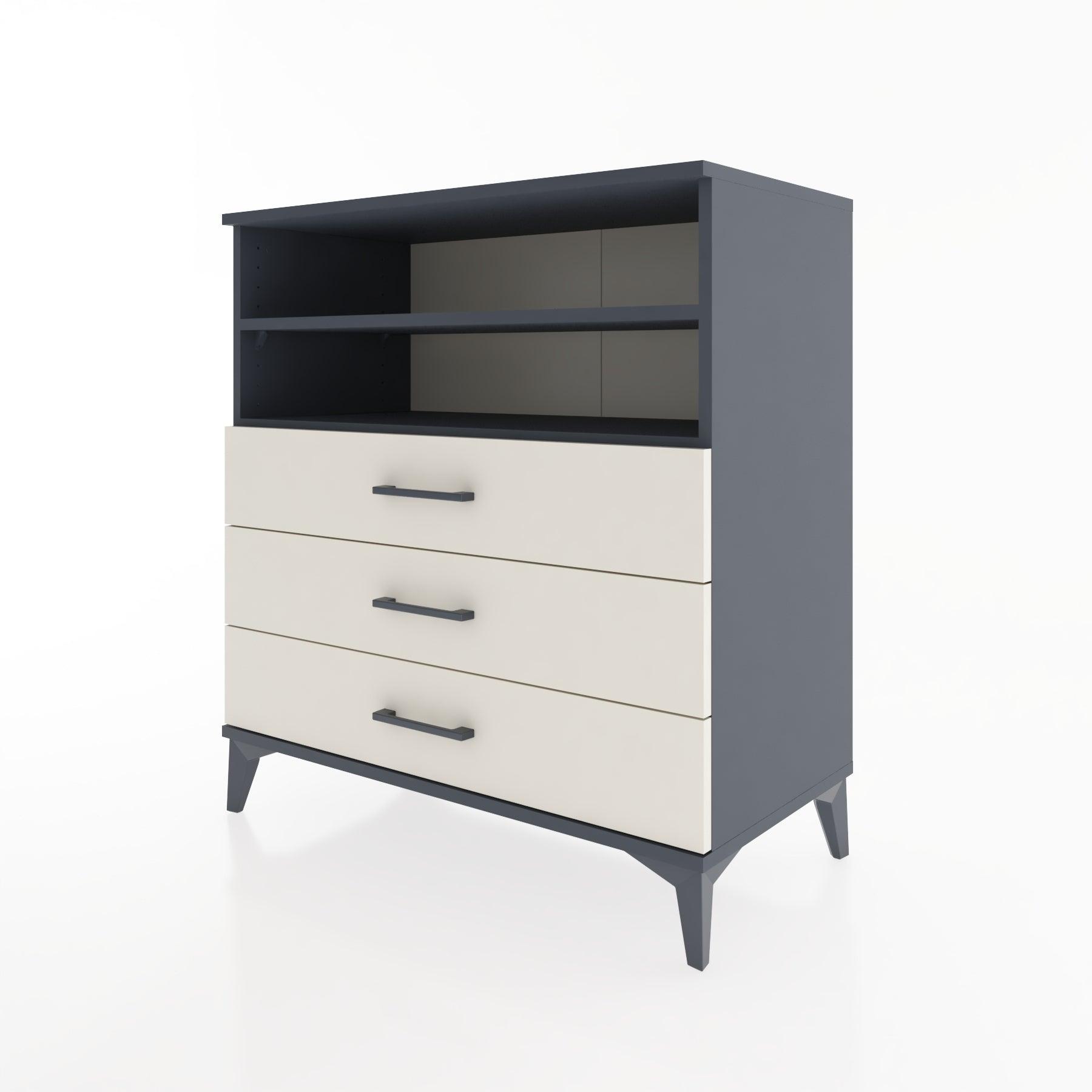 Woodntry Modüler Şifonyer Antrasit 88x44x84 cm Çekmeceli ve Raflı CR17-2