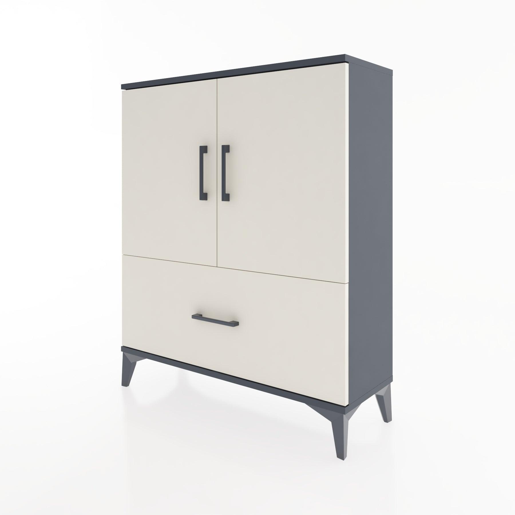 Woodntry Modüler Şifonyer Antrasit 88x30x94 cm Kapaklı ve Çekmeceli KC10-2