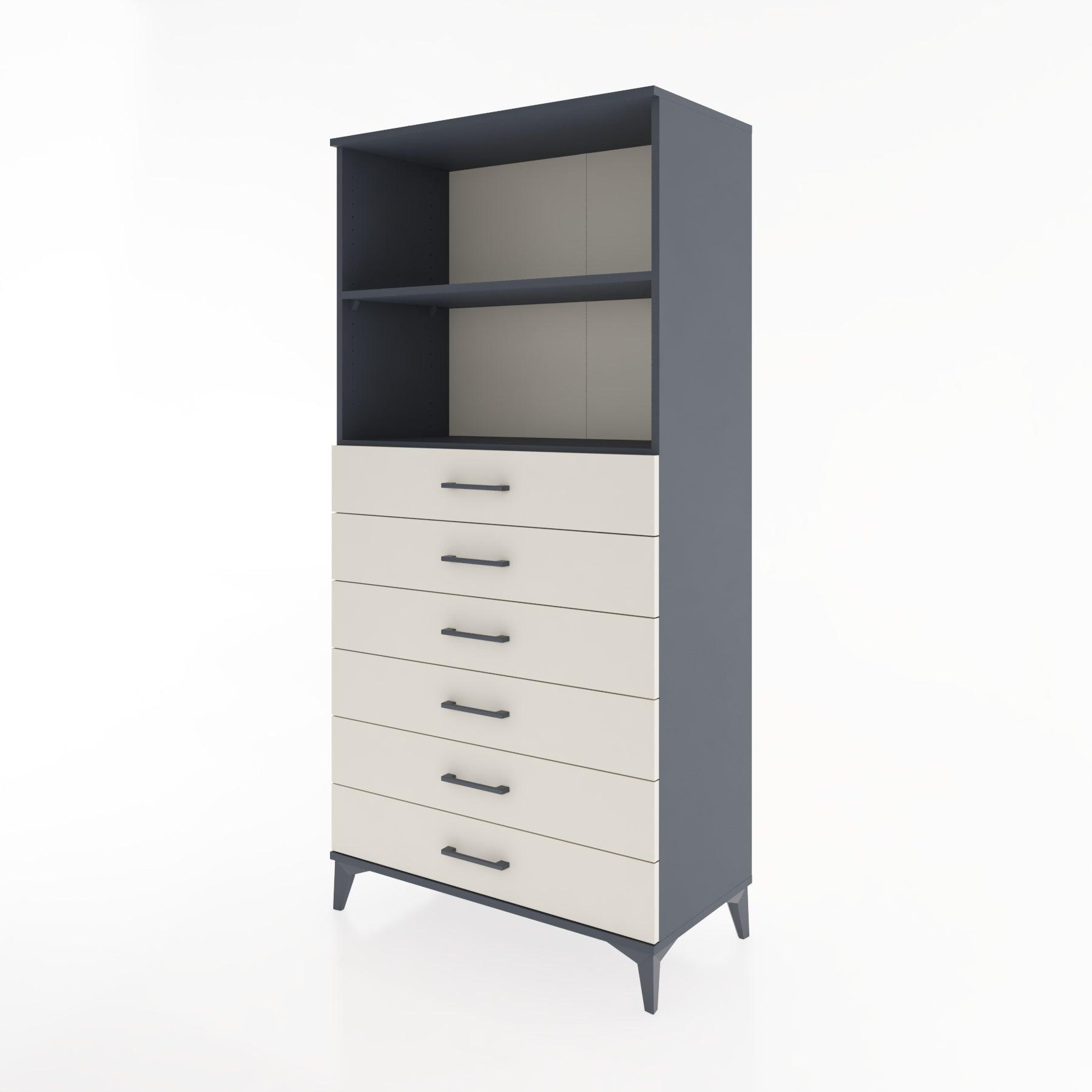Woodntry Modular Cabinet Anthracite 88x44x170 cm with Drawers and Shelves CR34-2